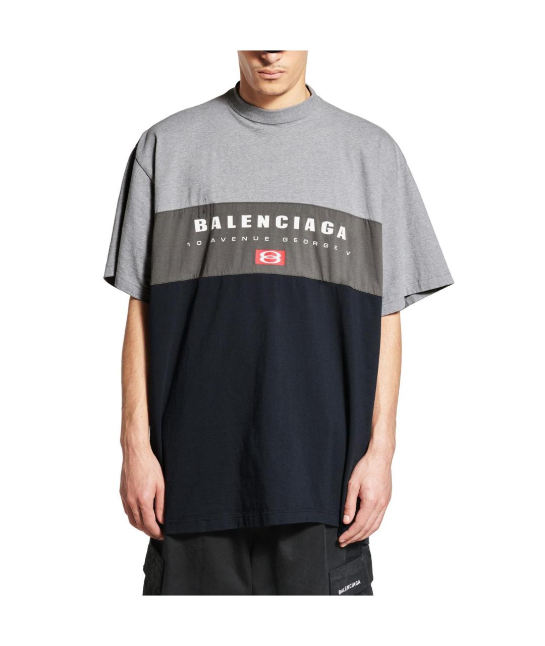 BALENCIAGA Серая хлопковая футболка, фото 3