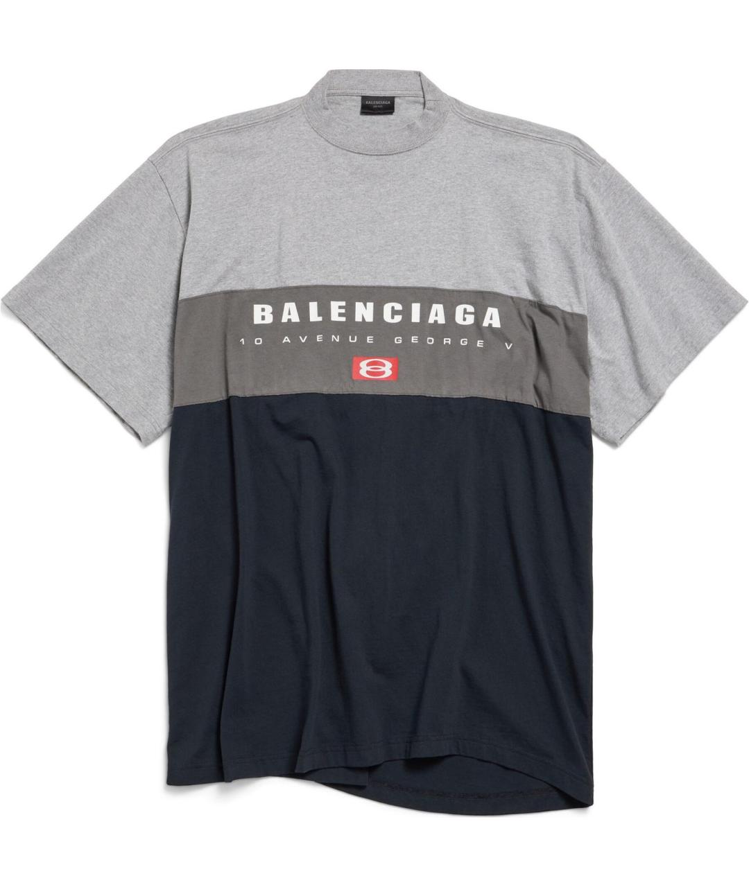 BALENCIAGA Серая хлопковая футболка, фото 1