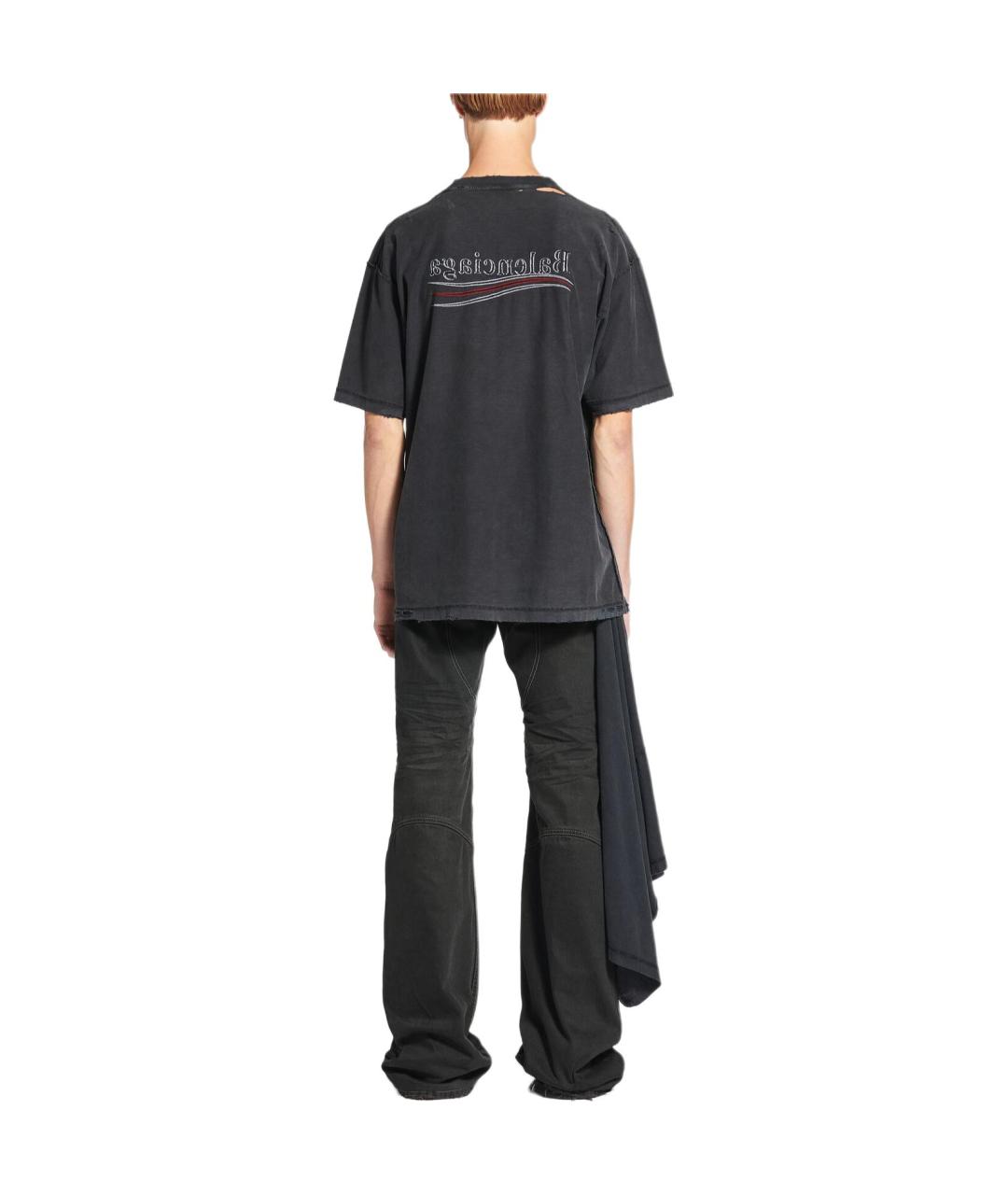 BALENCIAGA Черная хлопковая футболка, фото 5