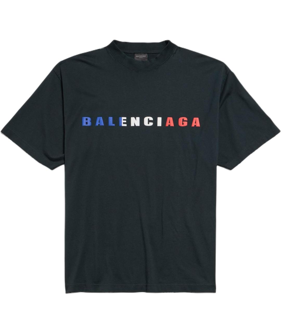 BALENCIAGA Черная хлопковая футболка, фото 1