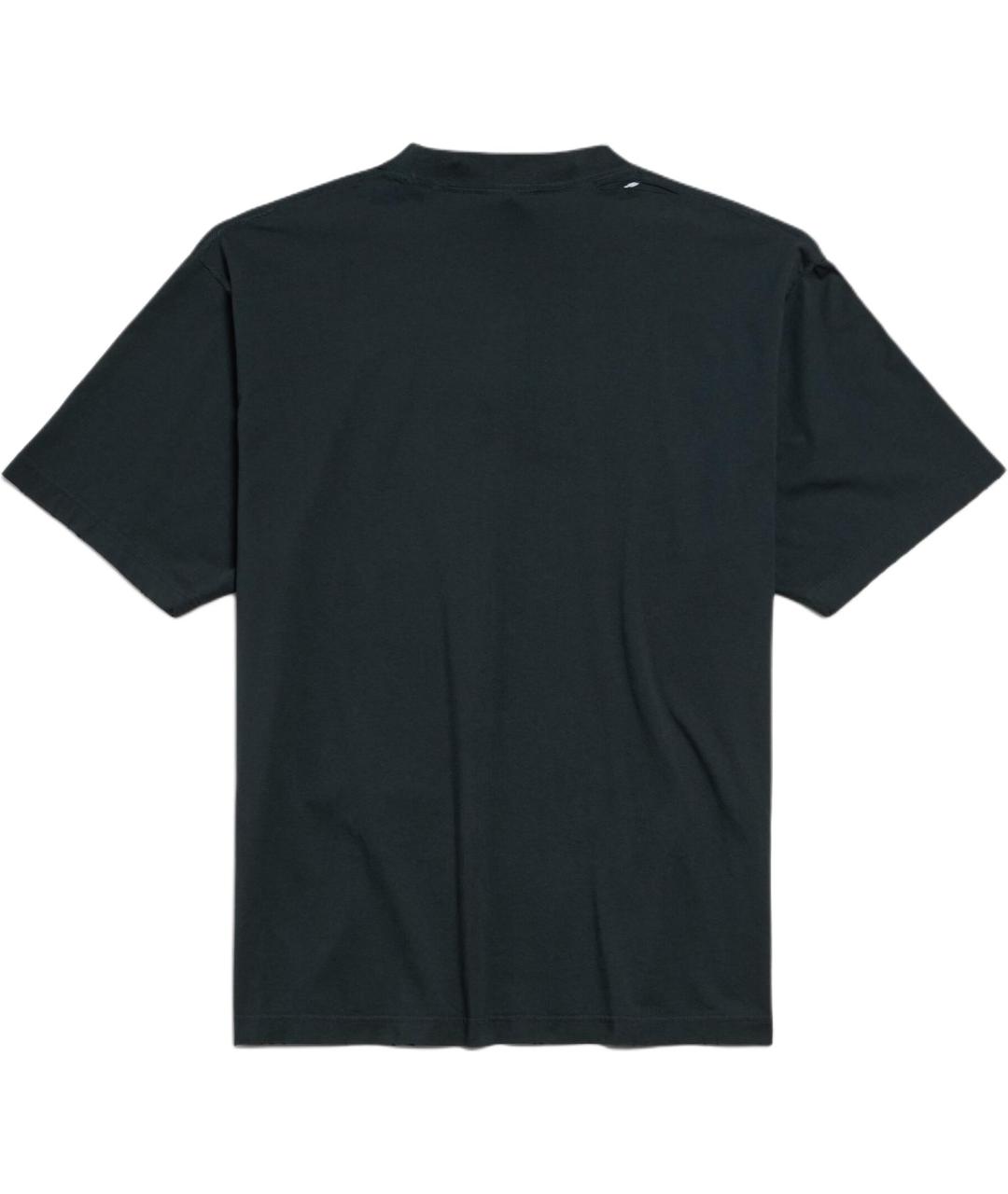 BALENCIAGA Черная хлопковая футболка, фото 2