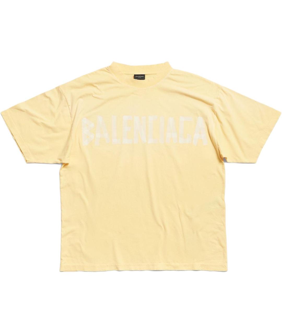 BALENCIAGA Желтая хлопковая футболка, фото 1