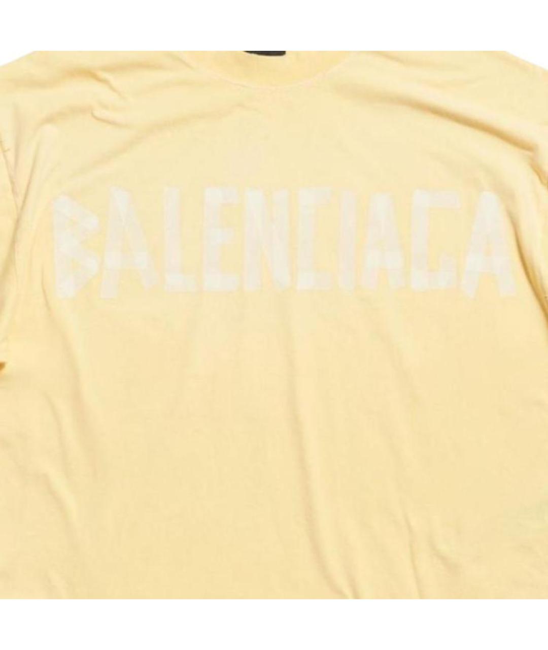 BALENCIAGA Желтая хлопковая футболка, фото 3