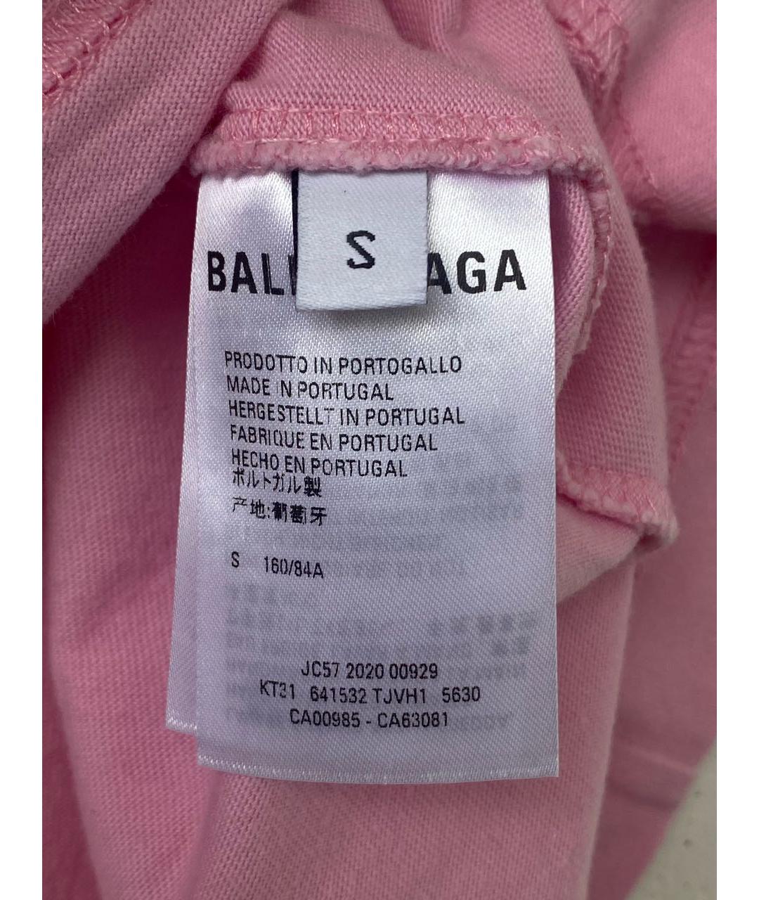 BALENCIAGA Розовая хлопковая футболка, фото 7