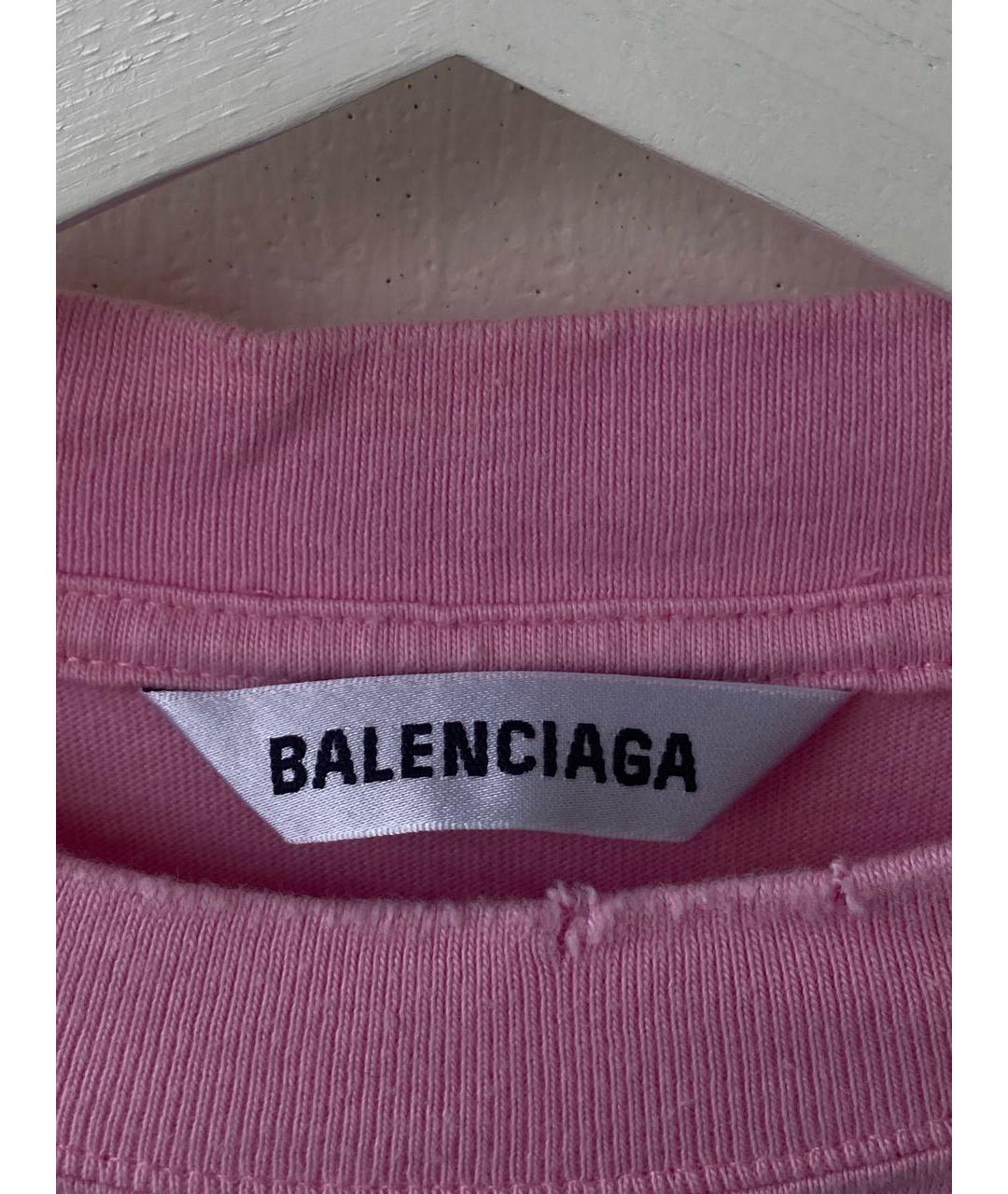 BALENCIAGA Розовая хлопковая футболка, фото 6