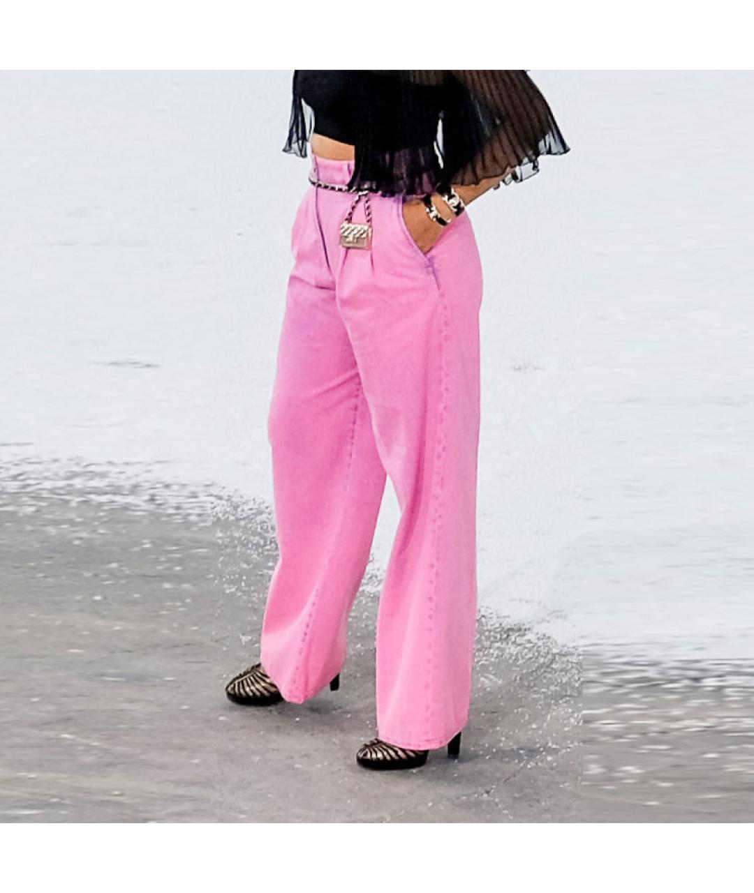 CHANEL Розовые хлопковые прямые джинсы, фото 3