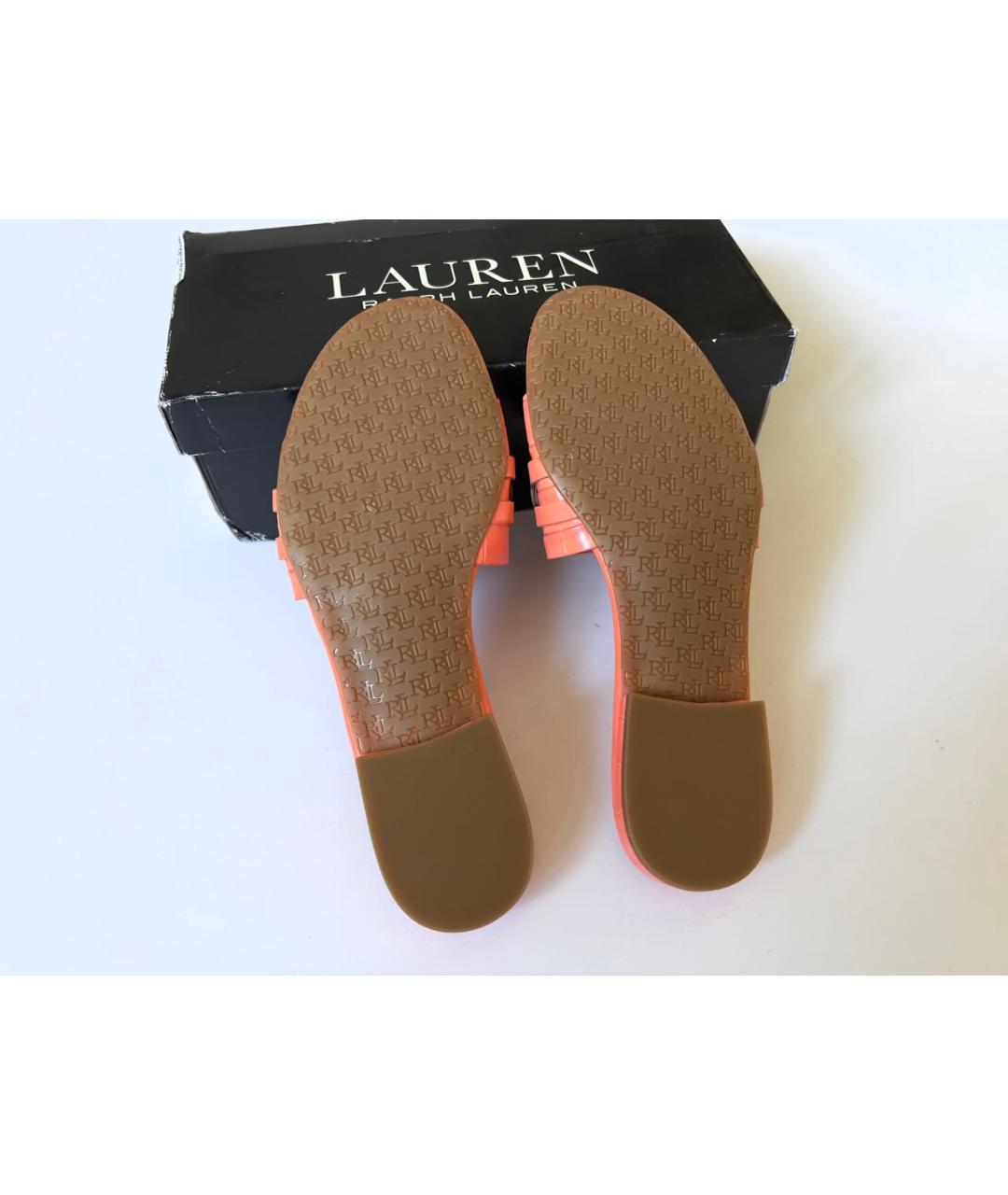 RALPH LAUREN Оранжевое кожаные шлепанцы, фото 4