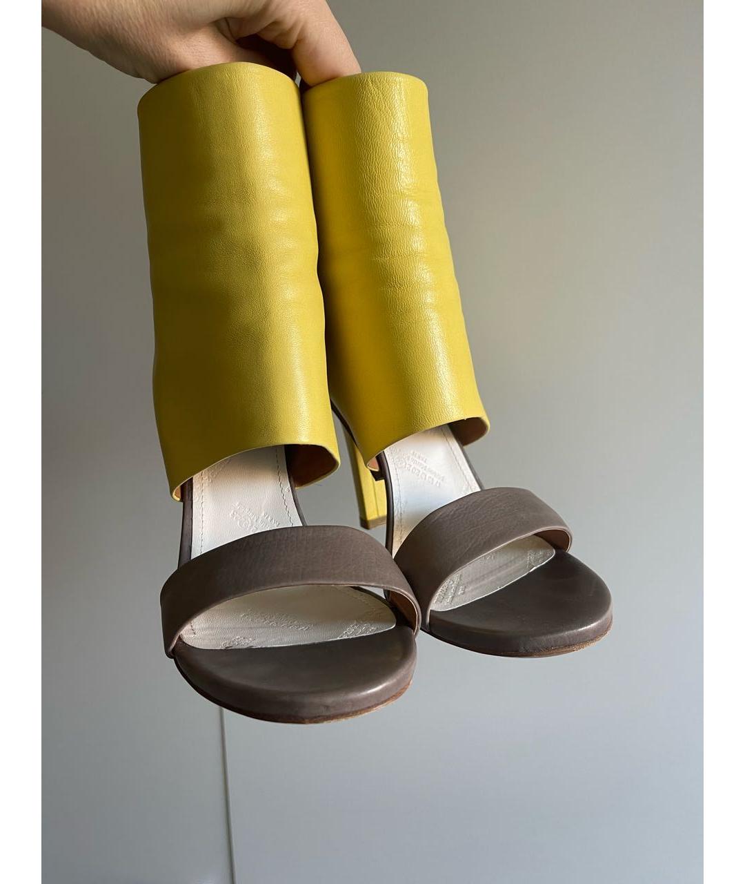 MAISON MARGIELA Желтые кожаные босоножки, фото 2