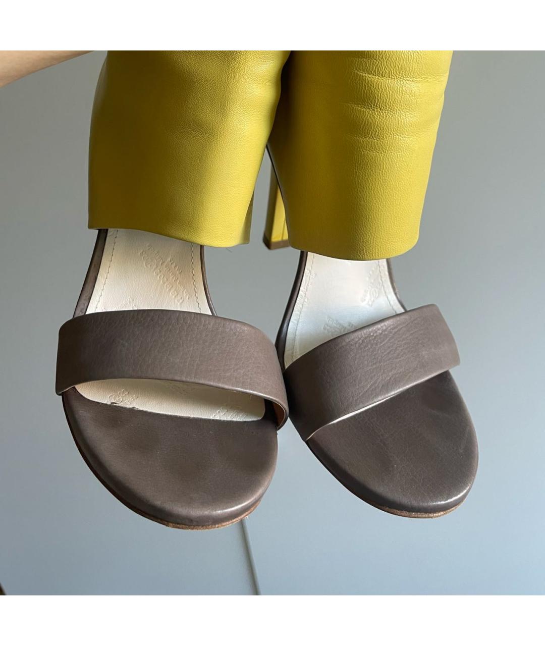 MAISON MARGIELA Желтые кожаные босоножки, фото 3