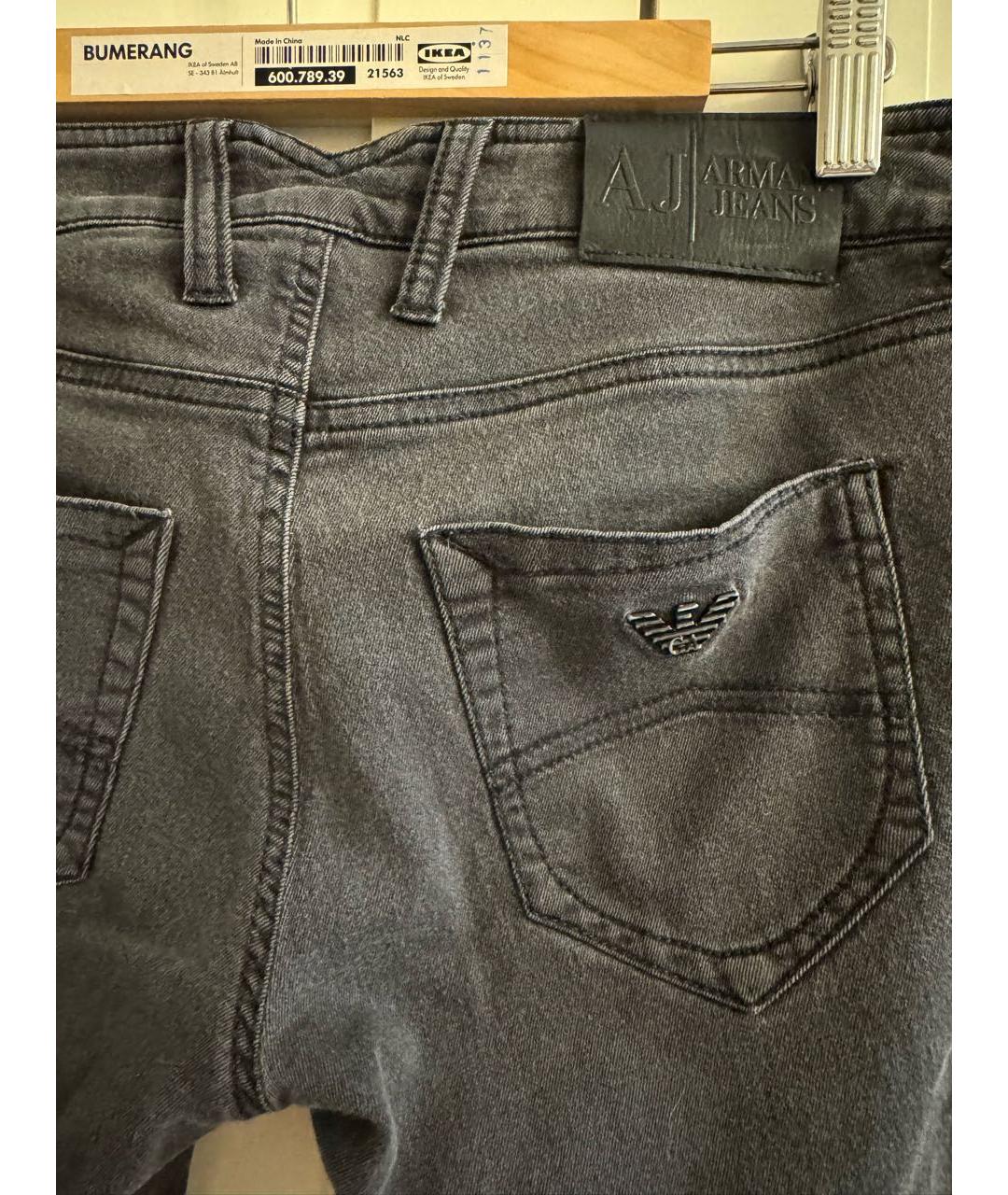 ARMANI JEANS Черные хлопко-полиэстеровые джинсы слим, фото 4