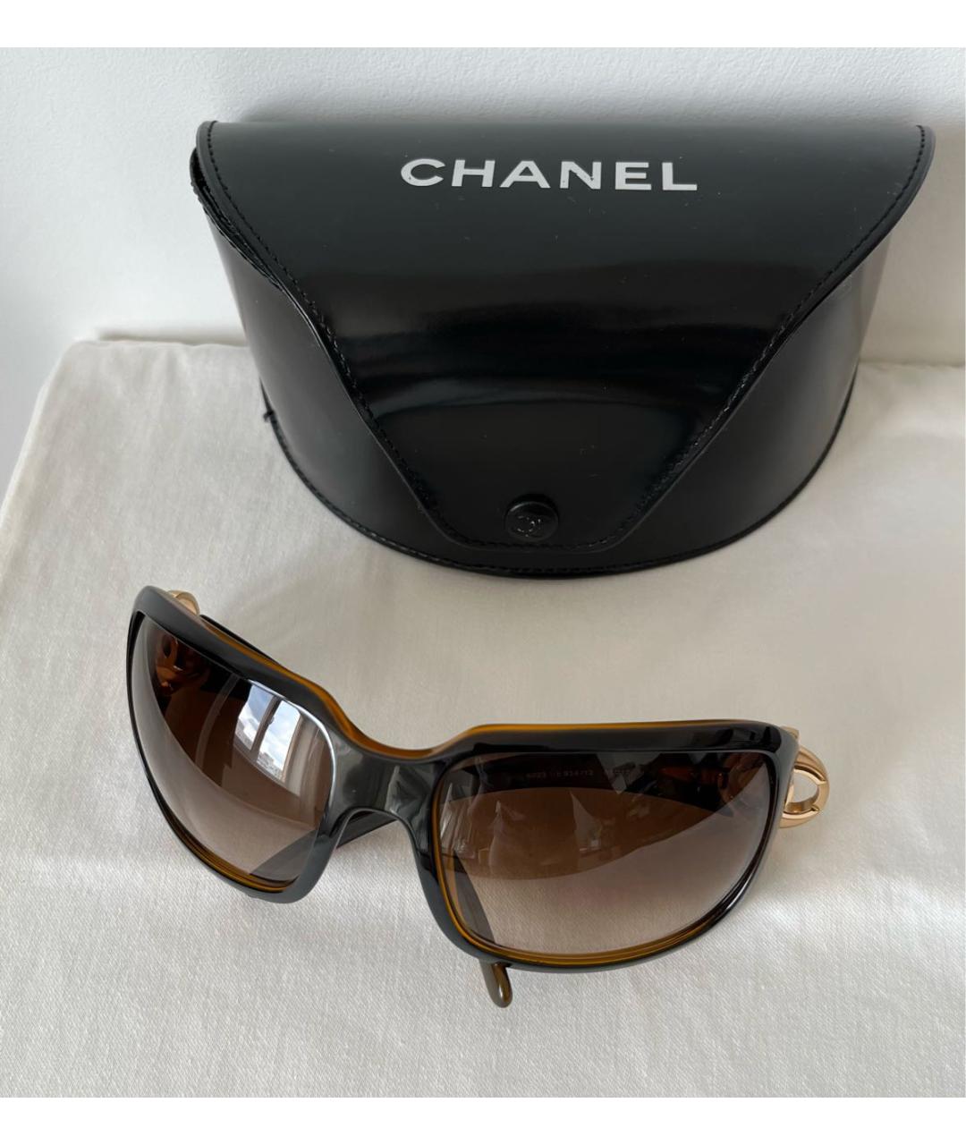 CHANEL Коричневые пластиковые солнцезащитные очки, фото 6