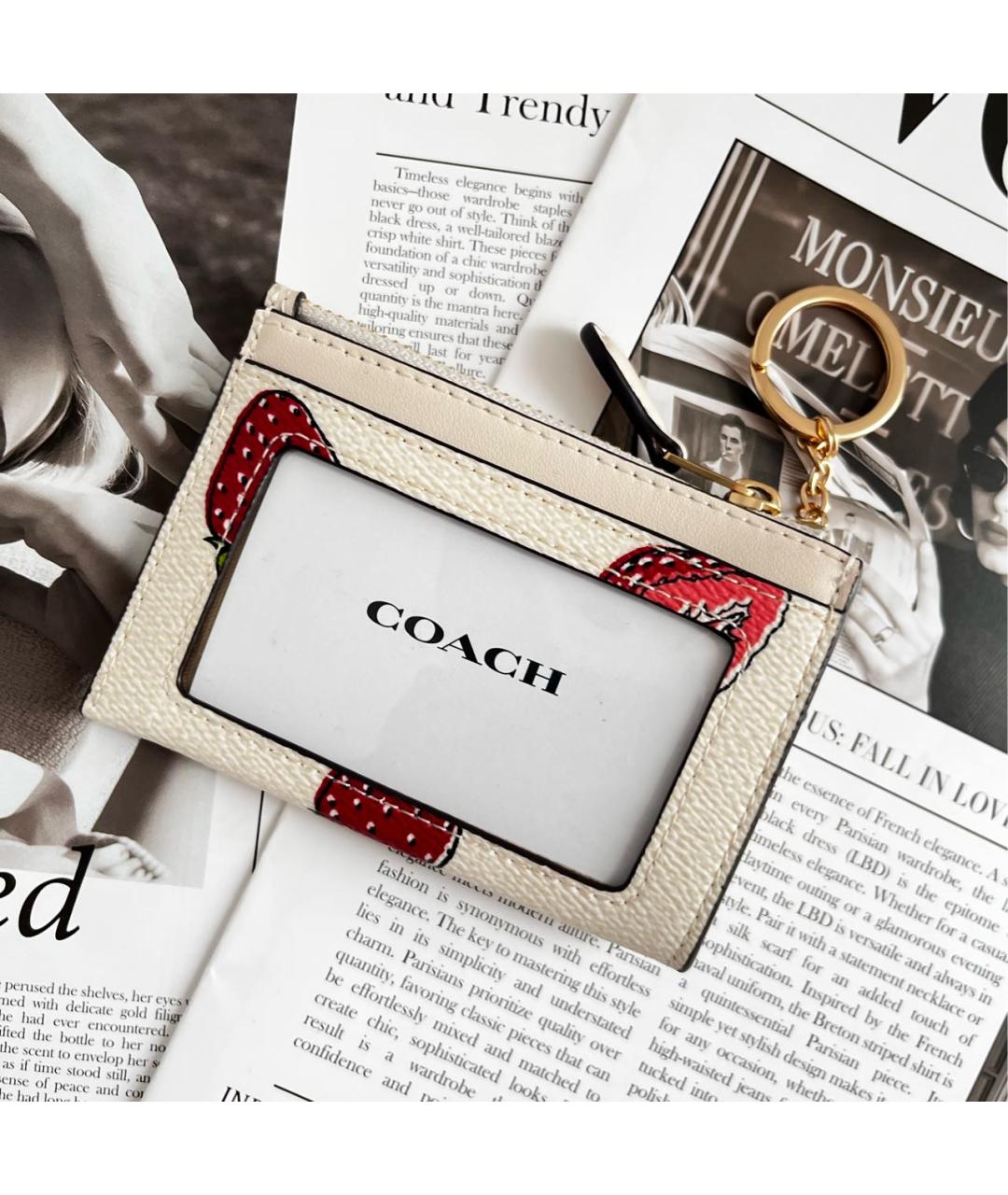 COACH Белый кожаный кардхолдер, фото 3