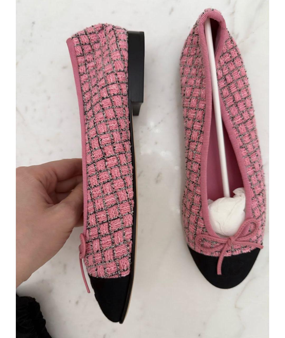 CHANEL Розовые текстильные балетки, фото 6