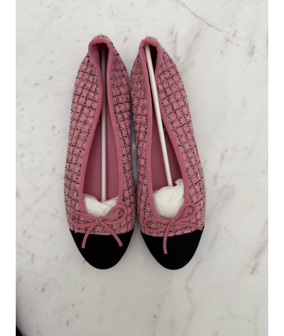 CHANEL Розовые текстильные балетки, фото 2