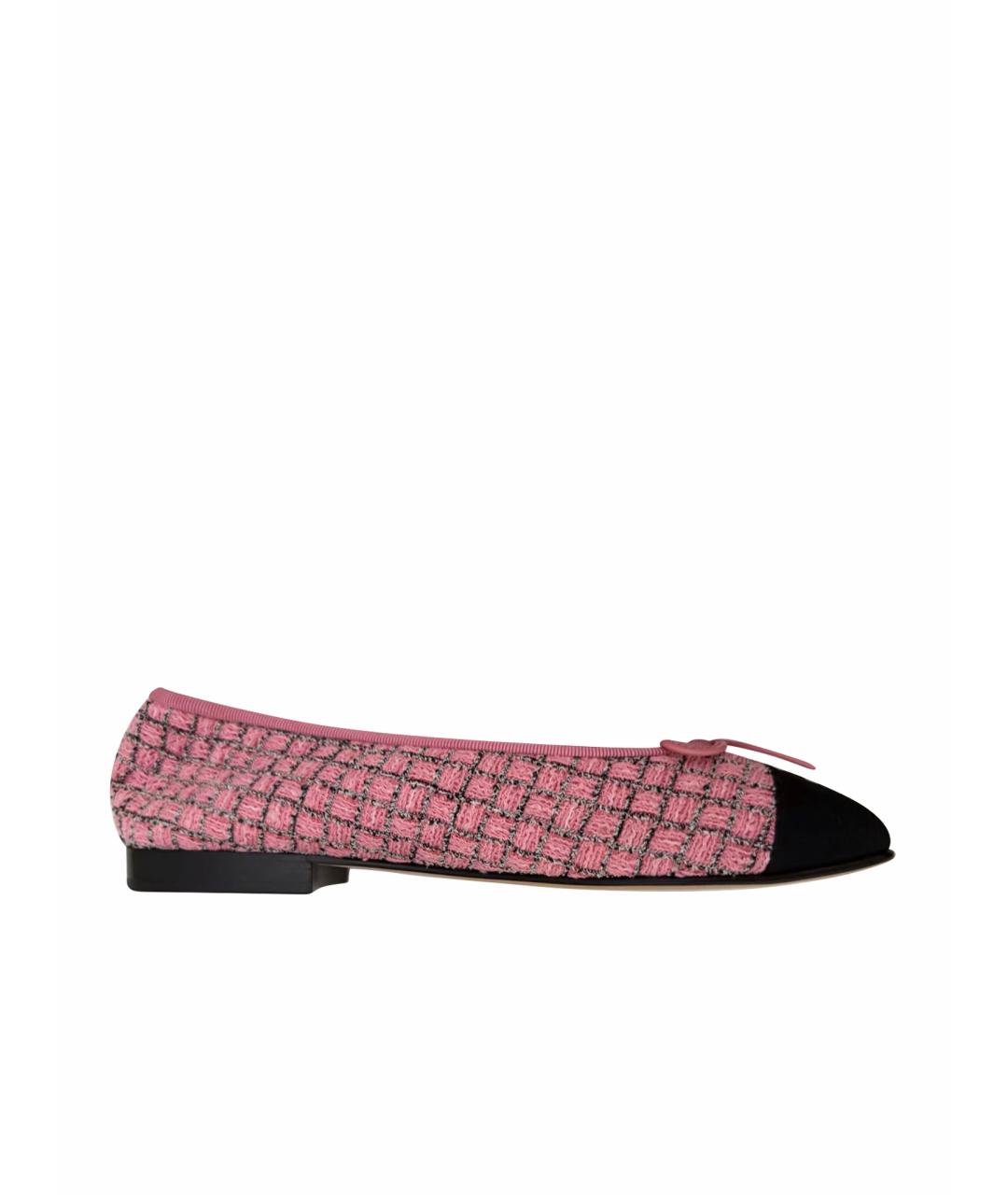 CHANEL Розовые текстильные балетки, фото 1