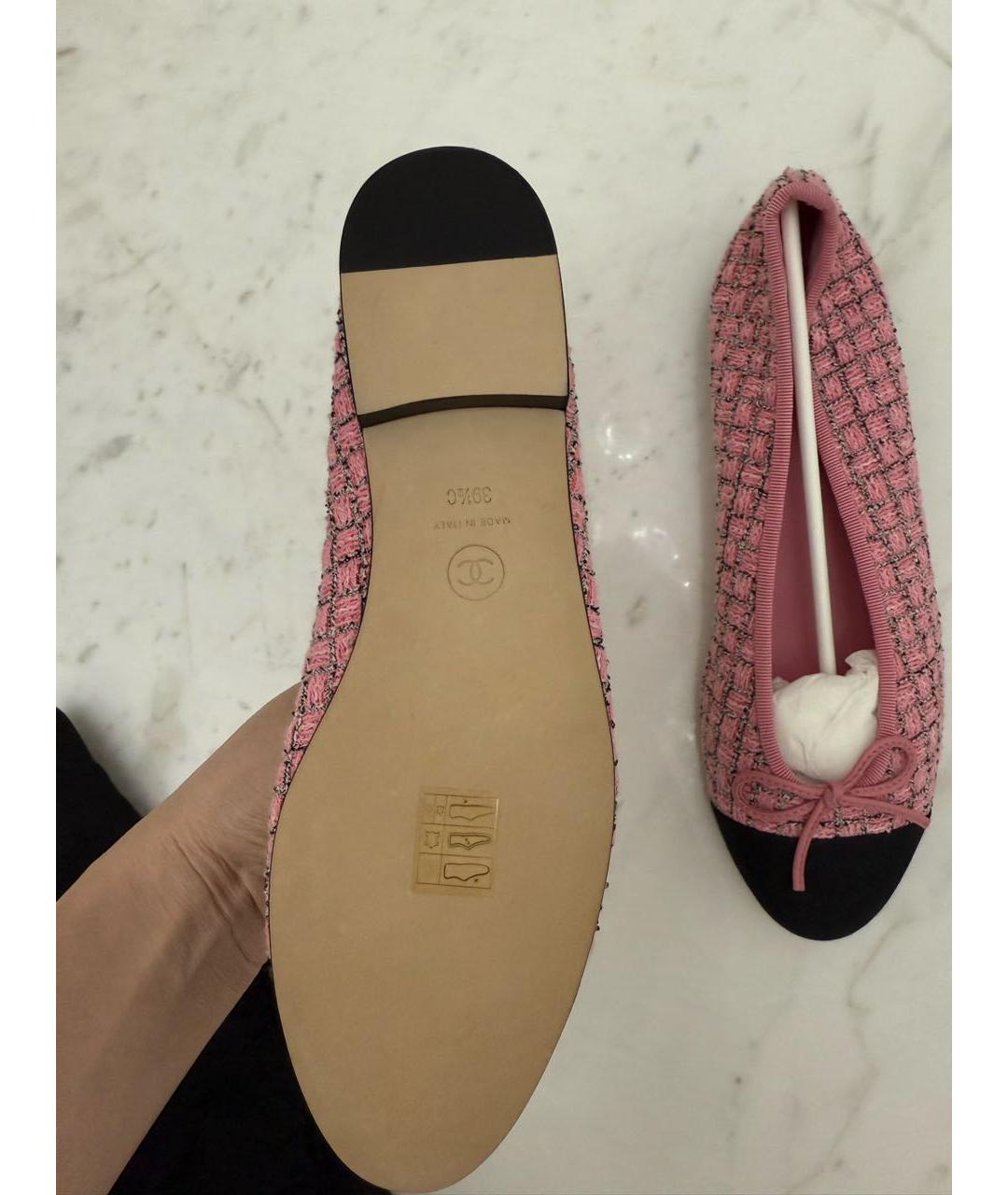 CHANEL Розовые текстильные балетки, фото 5