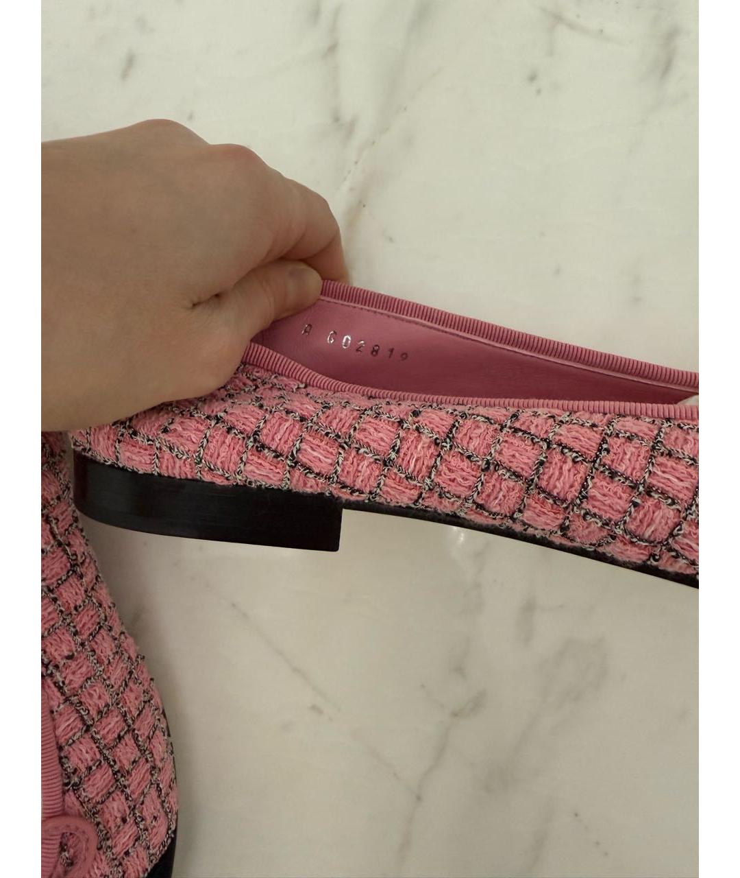 CHANEL Розовые текстильные балетки, фото 3