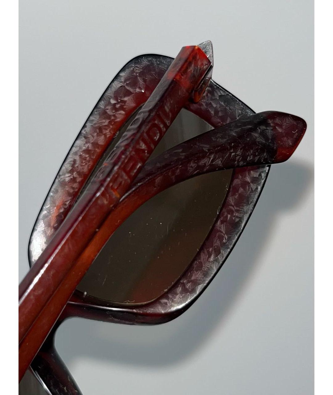 FENDI Бордовые пластиковые солнцезащитные очки, фото 5
