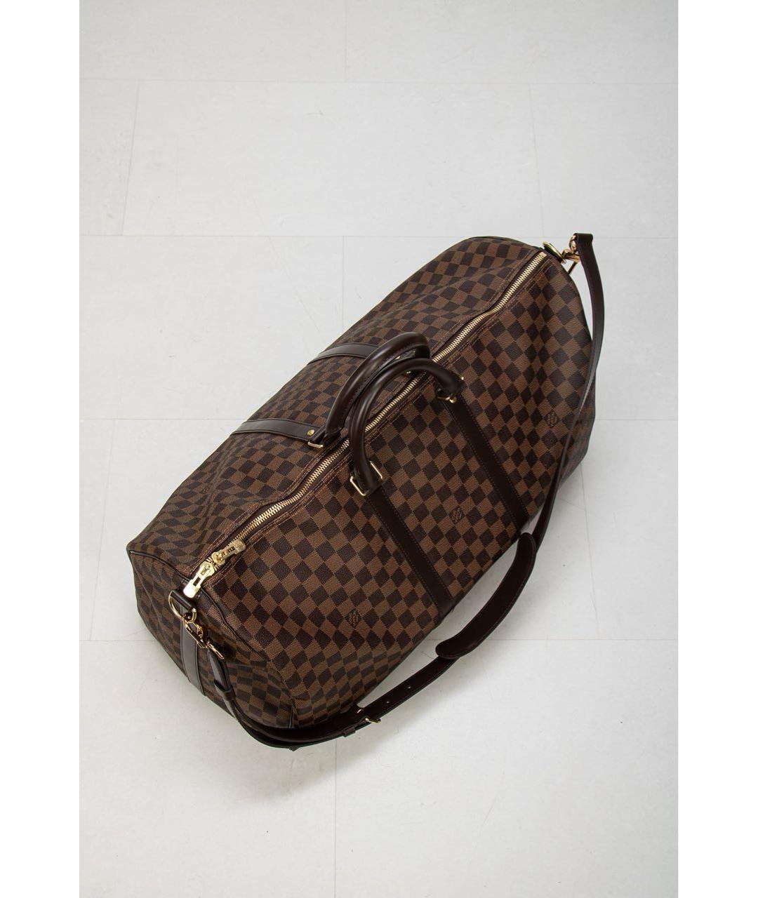LOUIS VUITTON Коричневая кожаная дорожная/спортивная сумка, фото 3