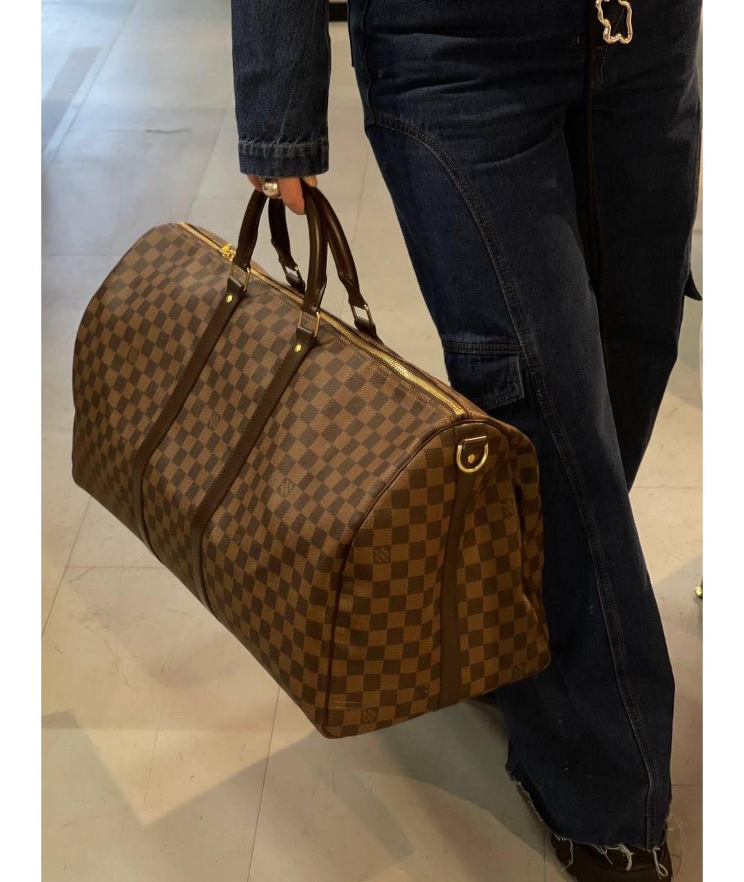 LOUIS VUITTON Коричневая кожаная дорожная/спортивная сумка, фото 7