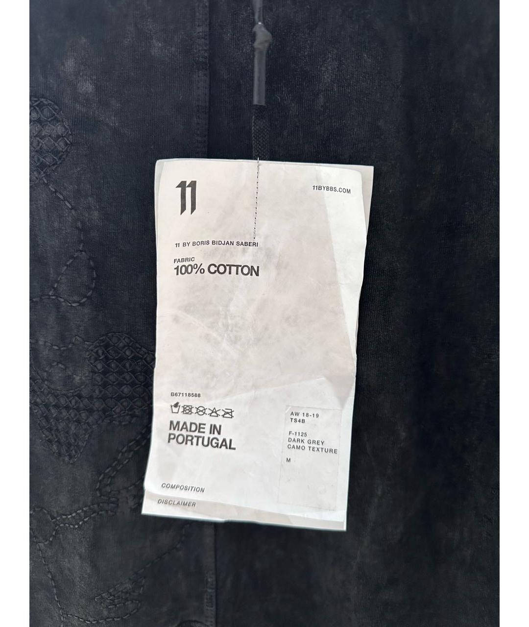 11 BY BORIS BIDJAN SABERI Черная хлопковая футболка, фото 4