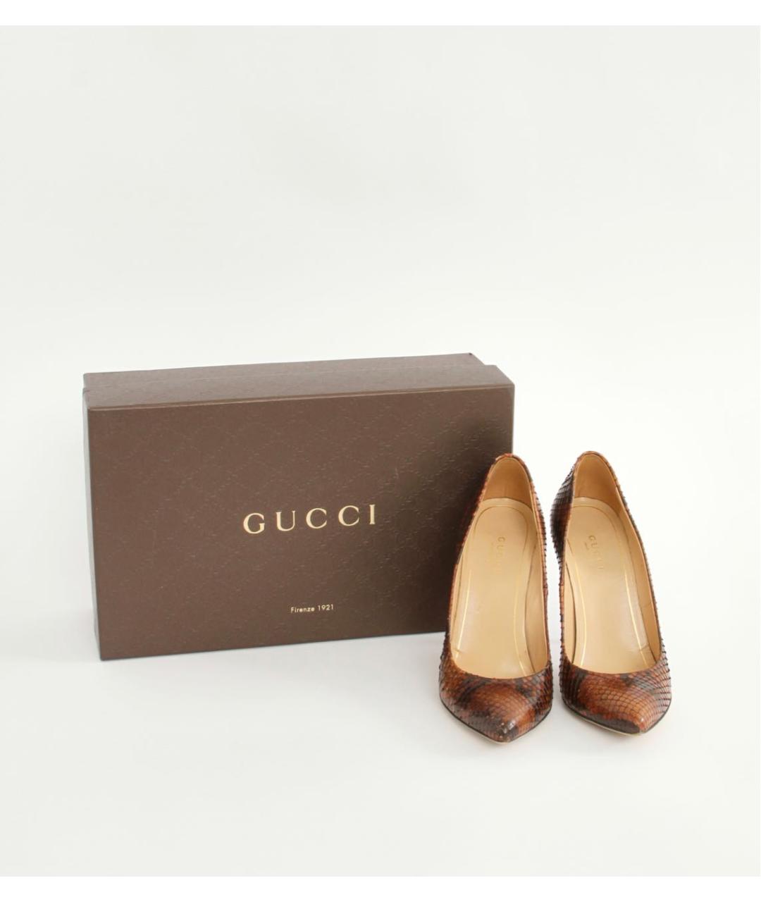 GUCCI Коричневые туфли из экзотической кожи, фото 7