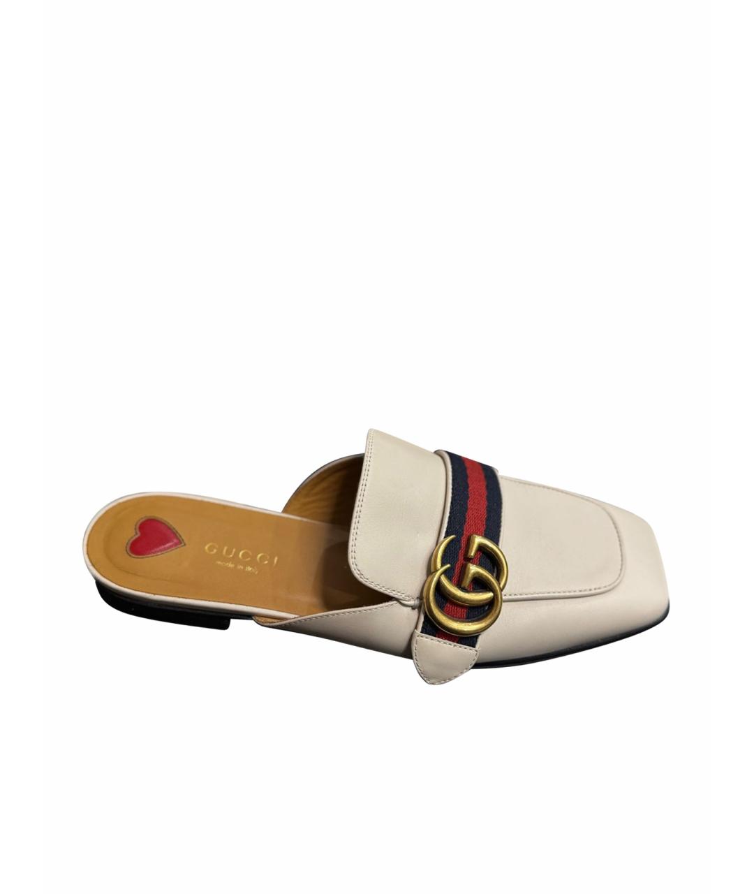 DOLCE&GABBANA Белые кожаные мюли, фото 1