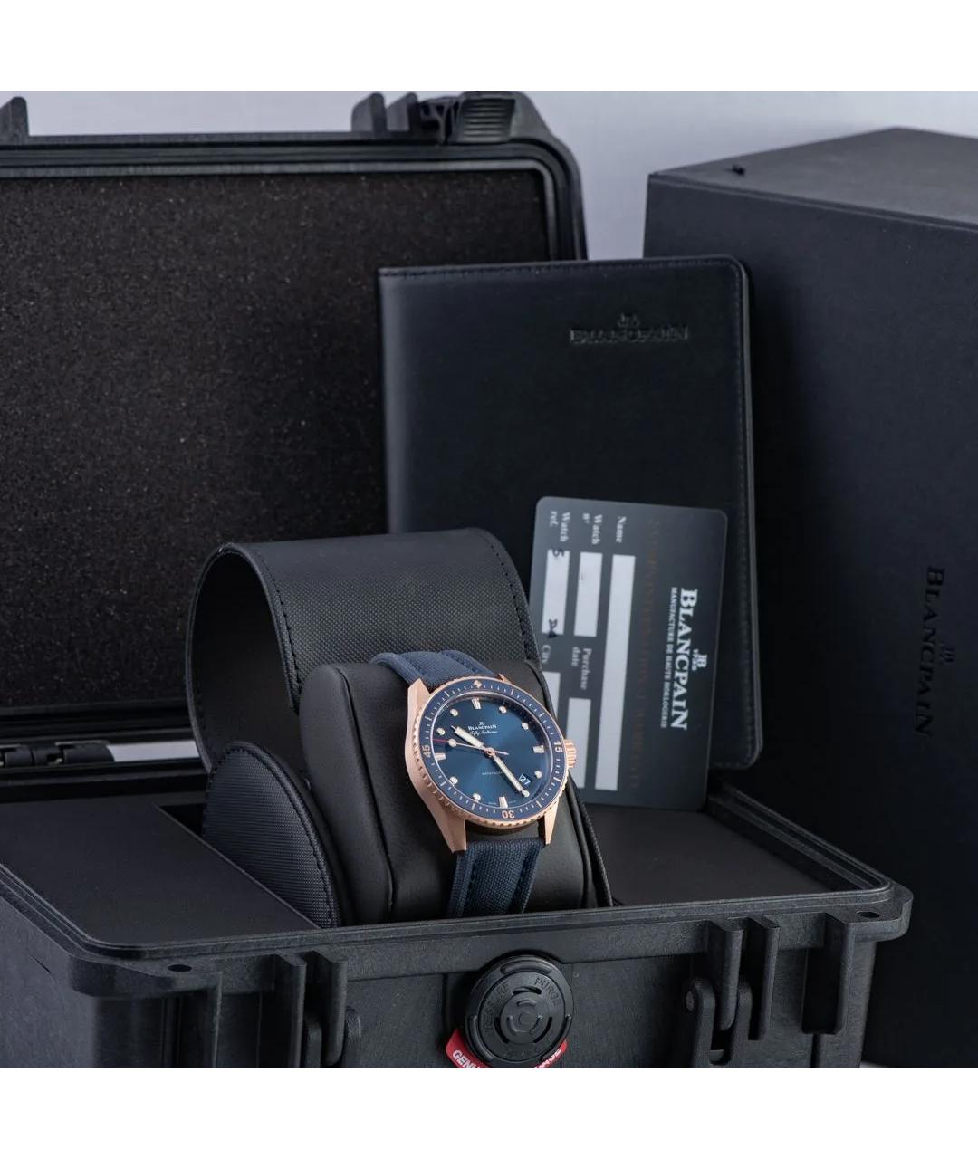 Blancpain Синие часы из розового золота, фото 5