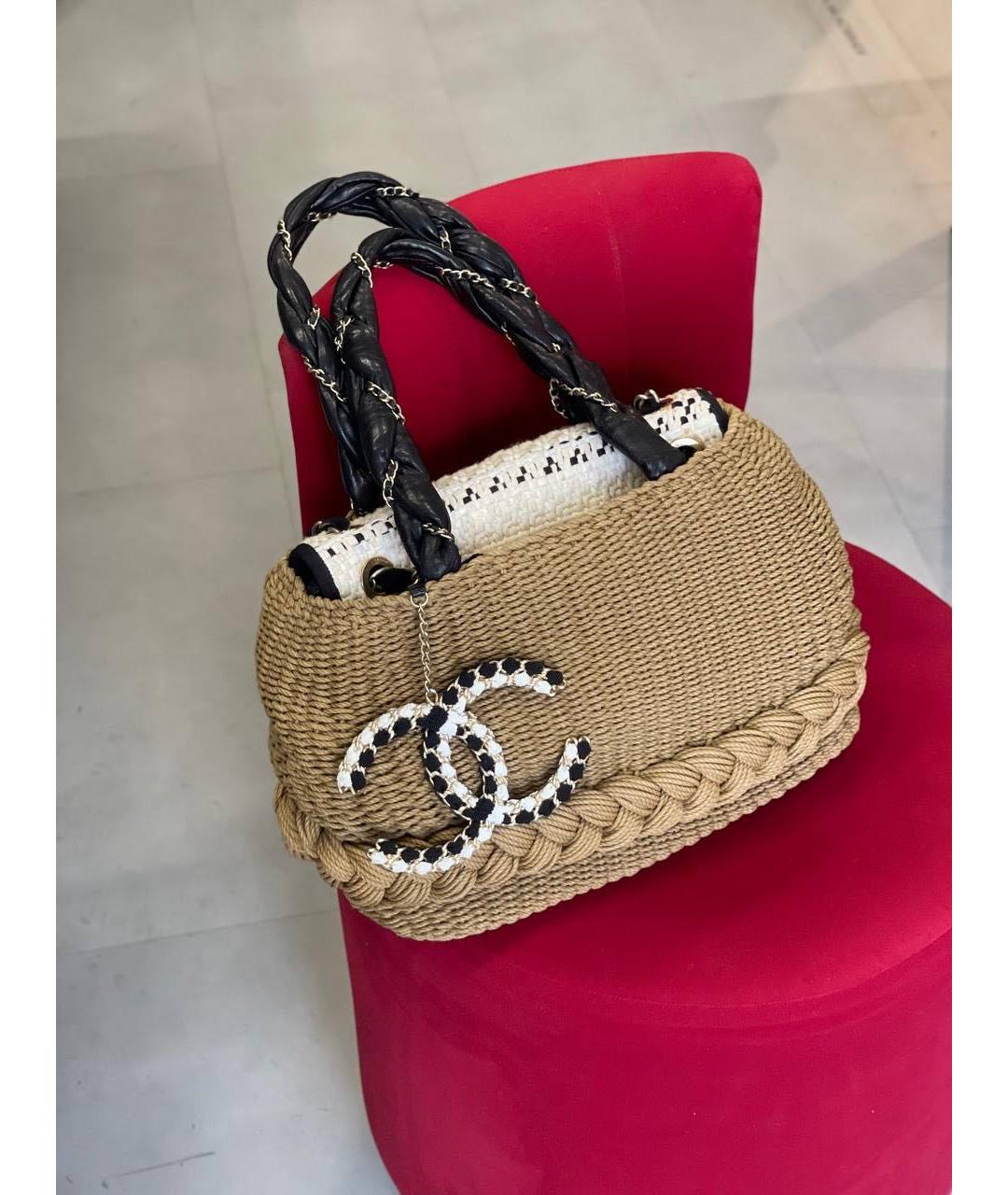 CHANEL Бежевая пляжная сумка, фото 5
