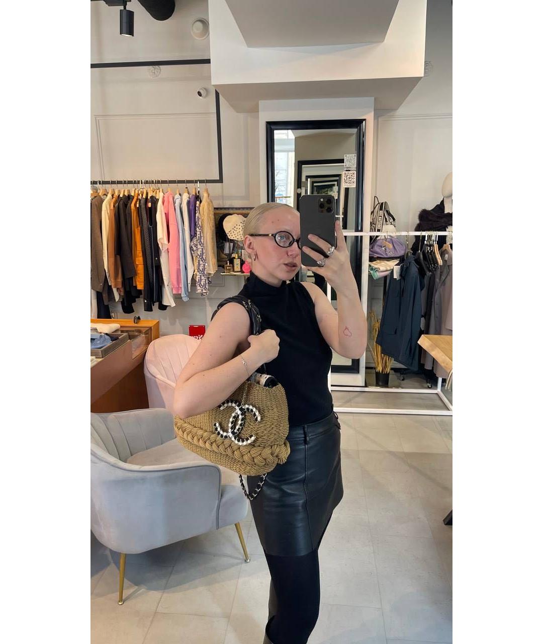 CHANEL Бежевая пляжная сумка, фото 7