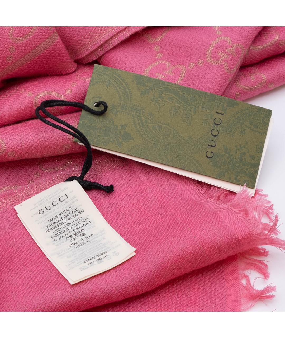 GUCCI Розовый шерстяной шарф, фото 5