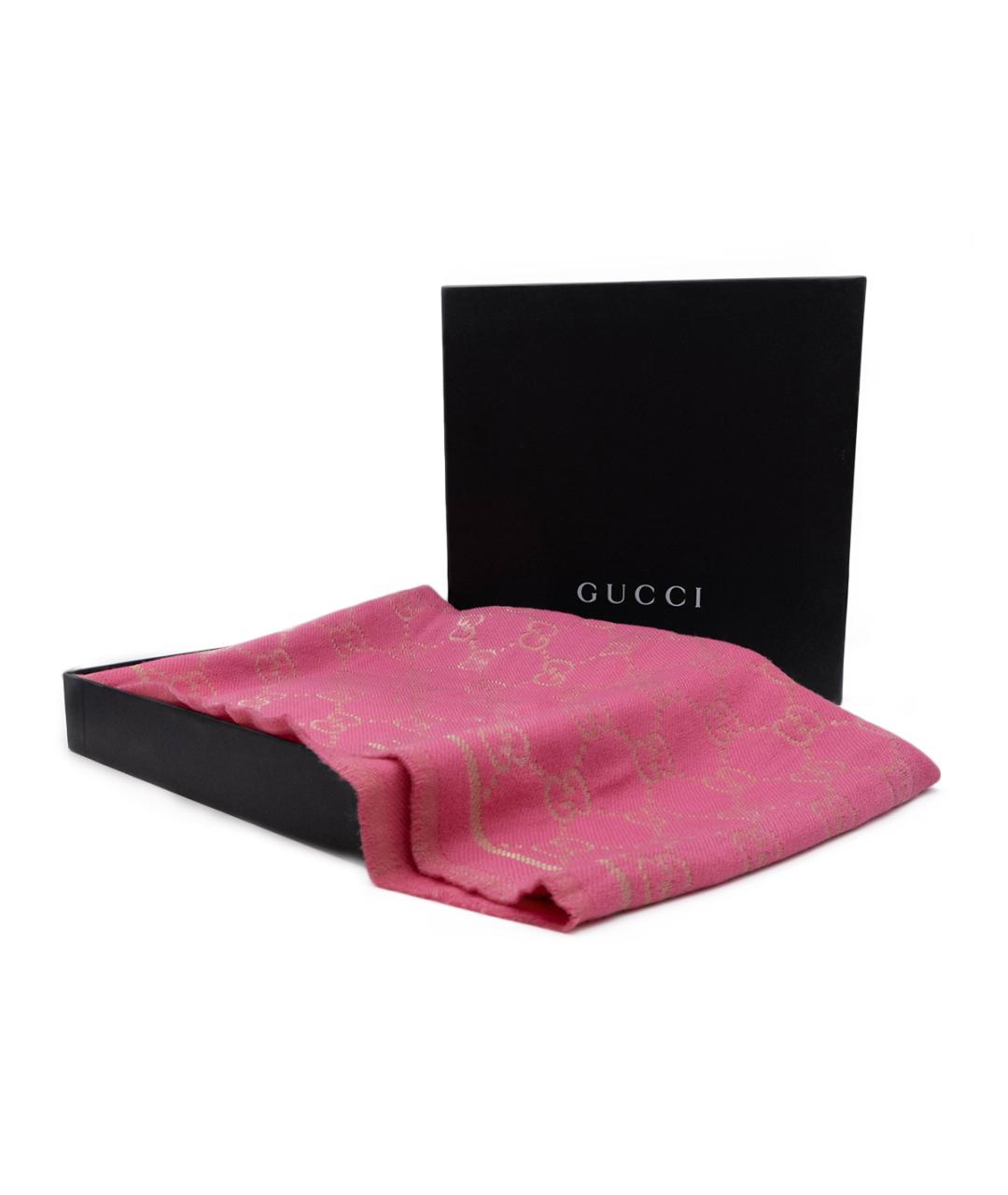 GUCCI Розовый шерстяной шарф, фото 6