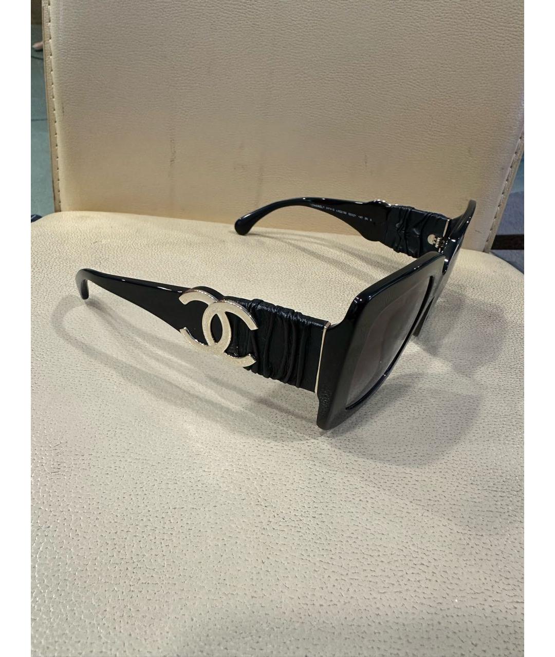 CHANEL Черные пластиковые солнцезащитные очки, фото 2