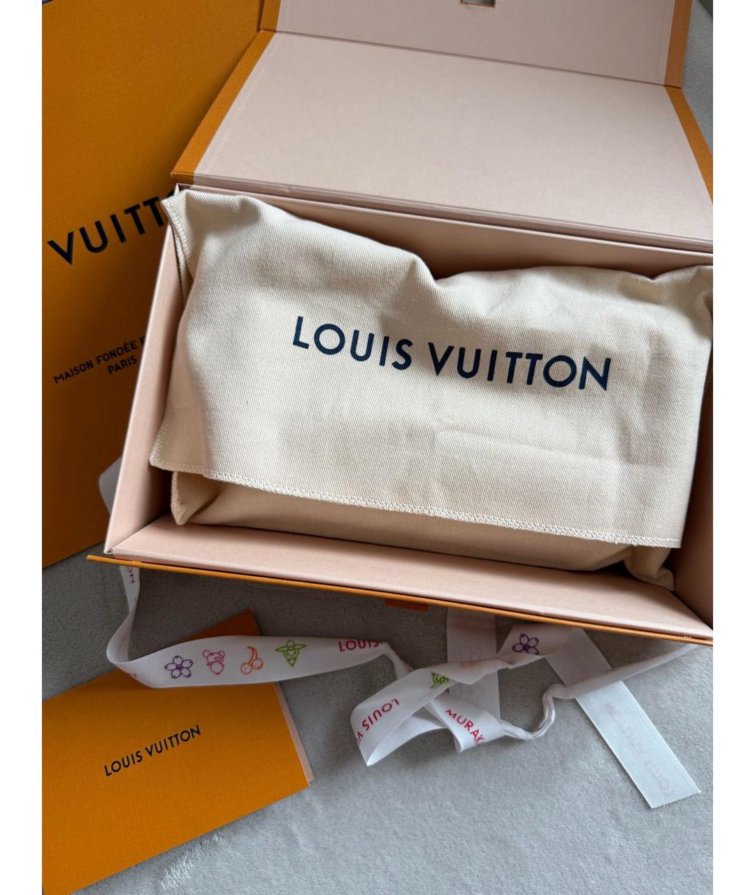 LOUIS VUITTON Коричневая кожаная косметичка, фото 4