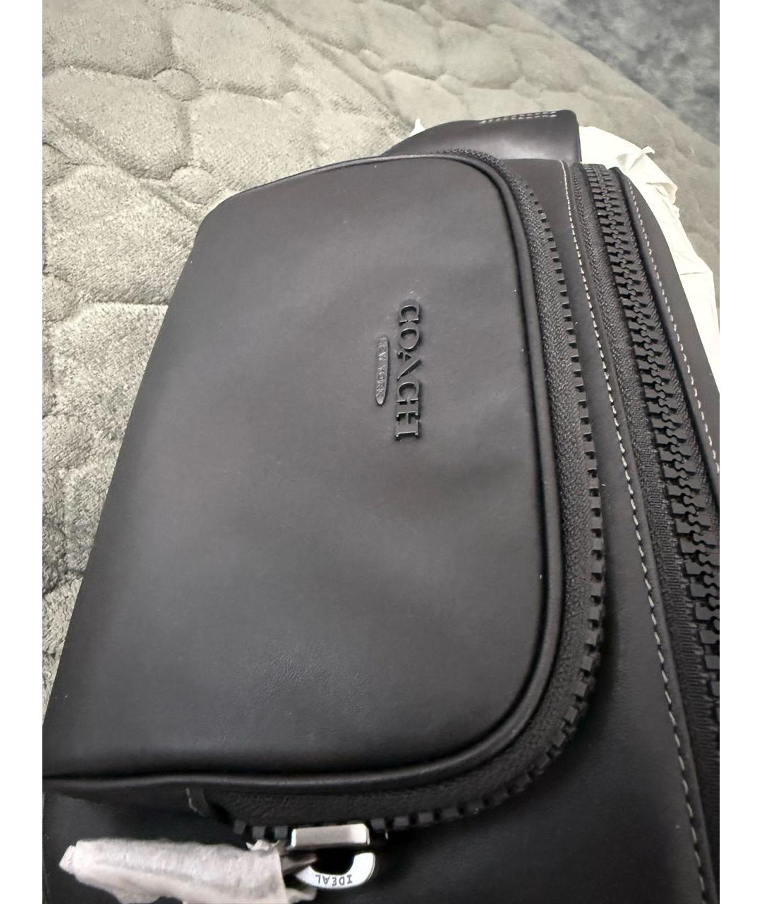 COACH Черная кожаная поясная сумка, фото 5