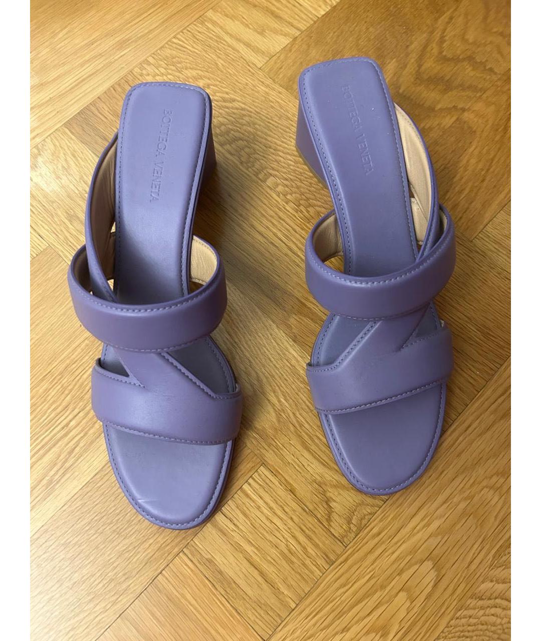 BOTTEGA VENETA Фиолетовые кожаные мюли, фото 2
