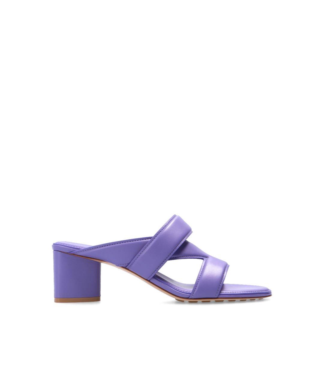 BOTTEGA VENETA Фиолетовые кожаные мюли, фото 7