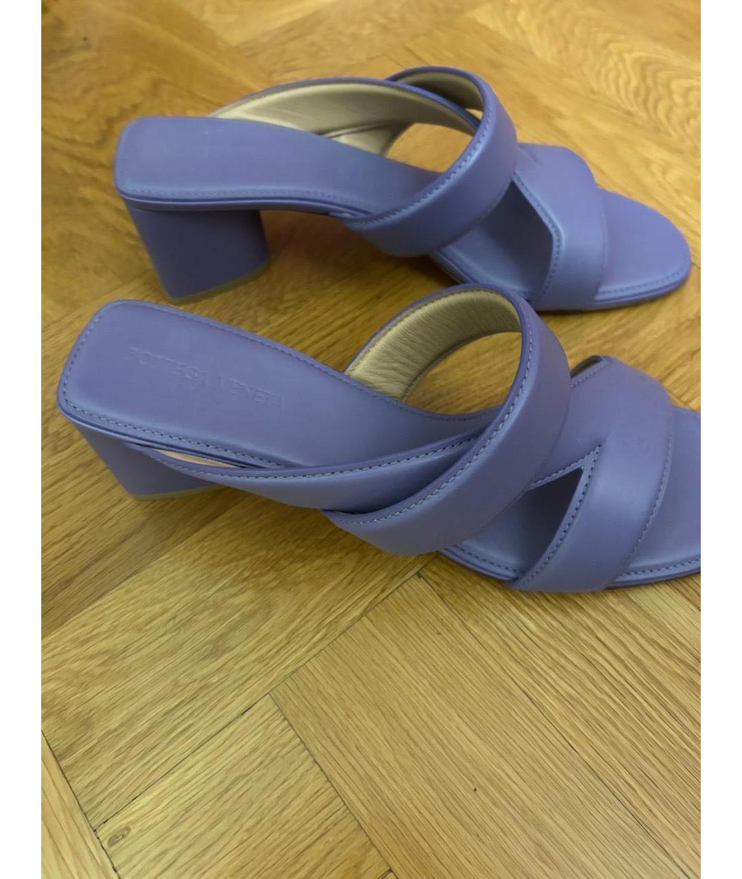 BOTTEGA VENETA Фиолетовые кожаные мюли, фото 3