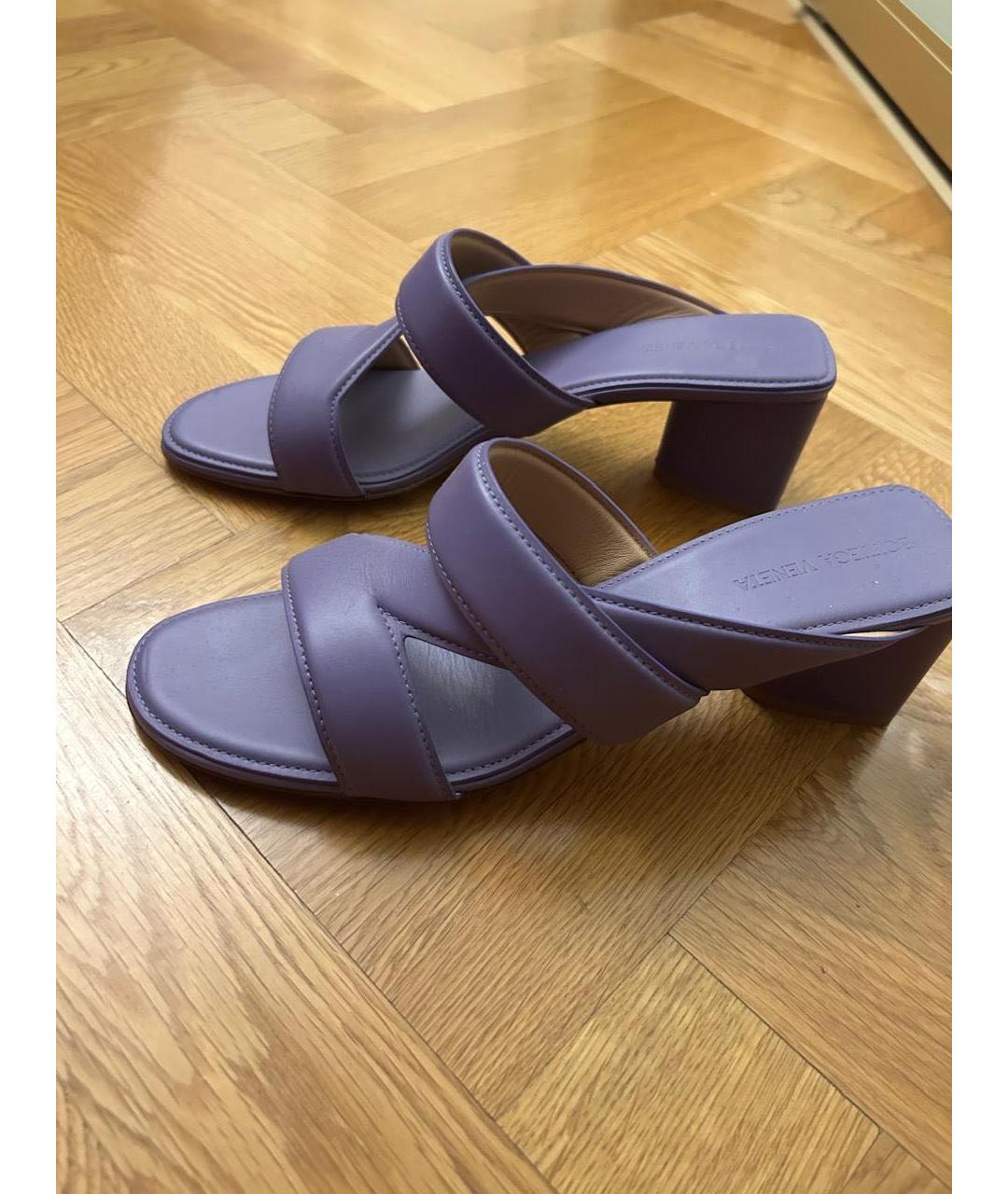 BOTTEGA VENETA Фиолетовые кожаные мюли, фото 4
