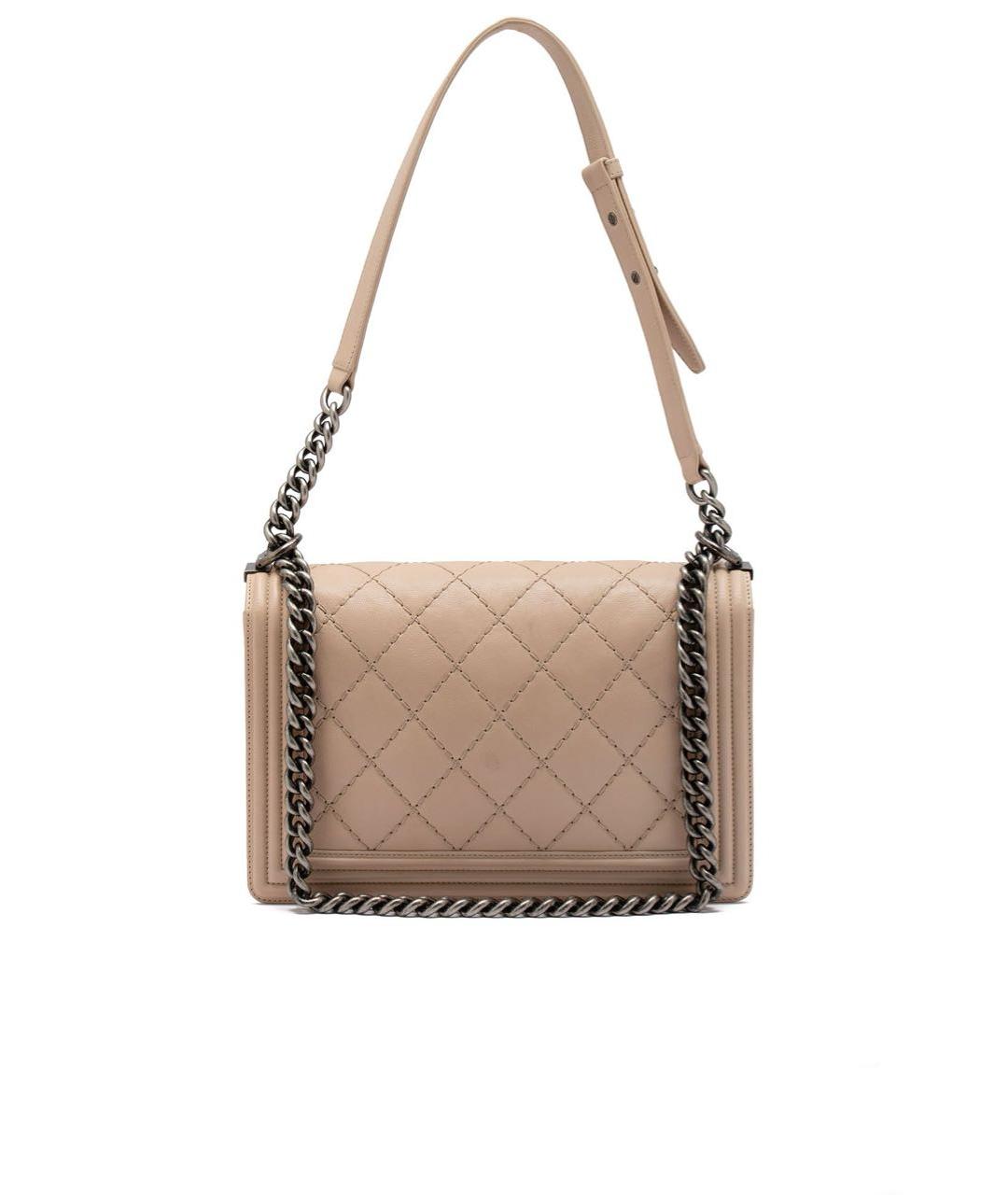 CHANEL Бежевая кожаная сумка через плечо, фото 3