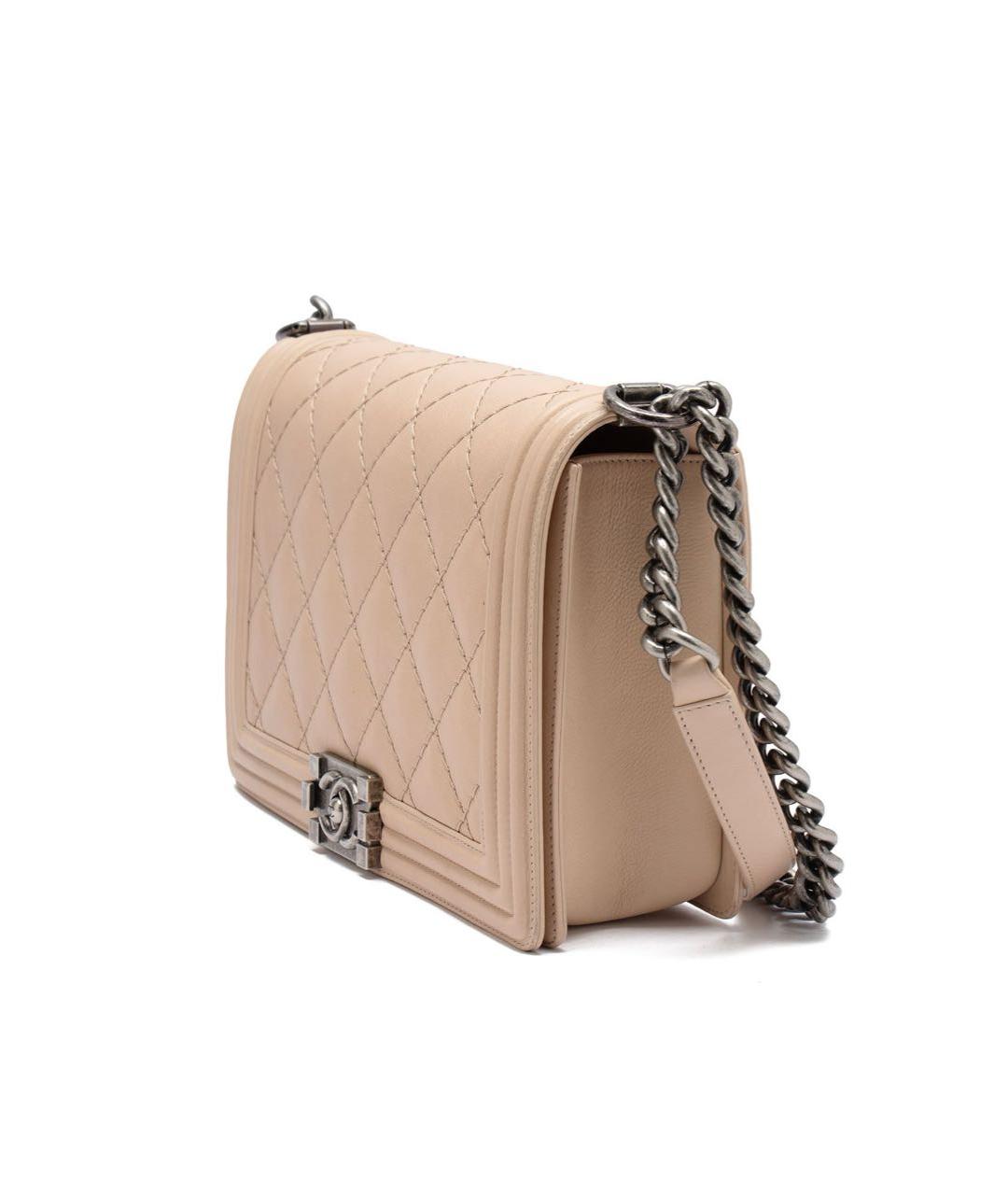 CHANEL Бежевая кожаная сумка через плечо, фото 2