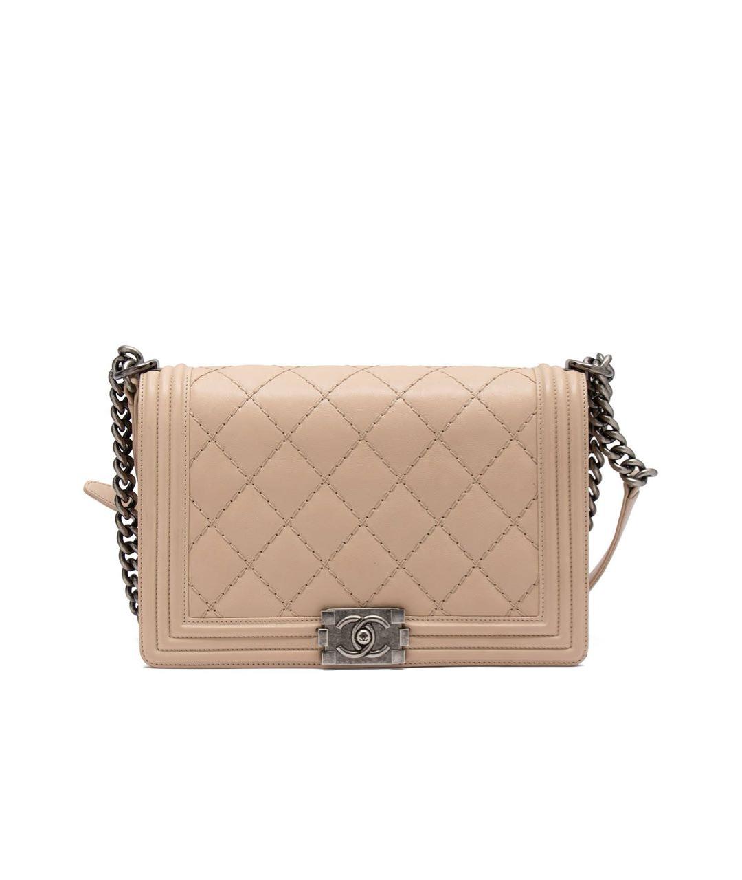 CHANEL Бежевая кожаная сумка через плечо, фото 9
