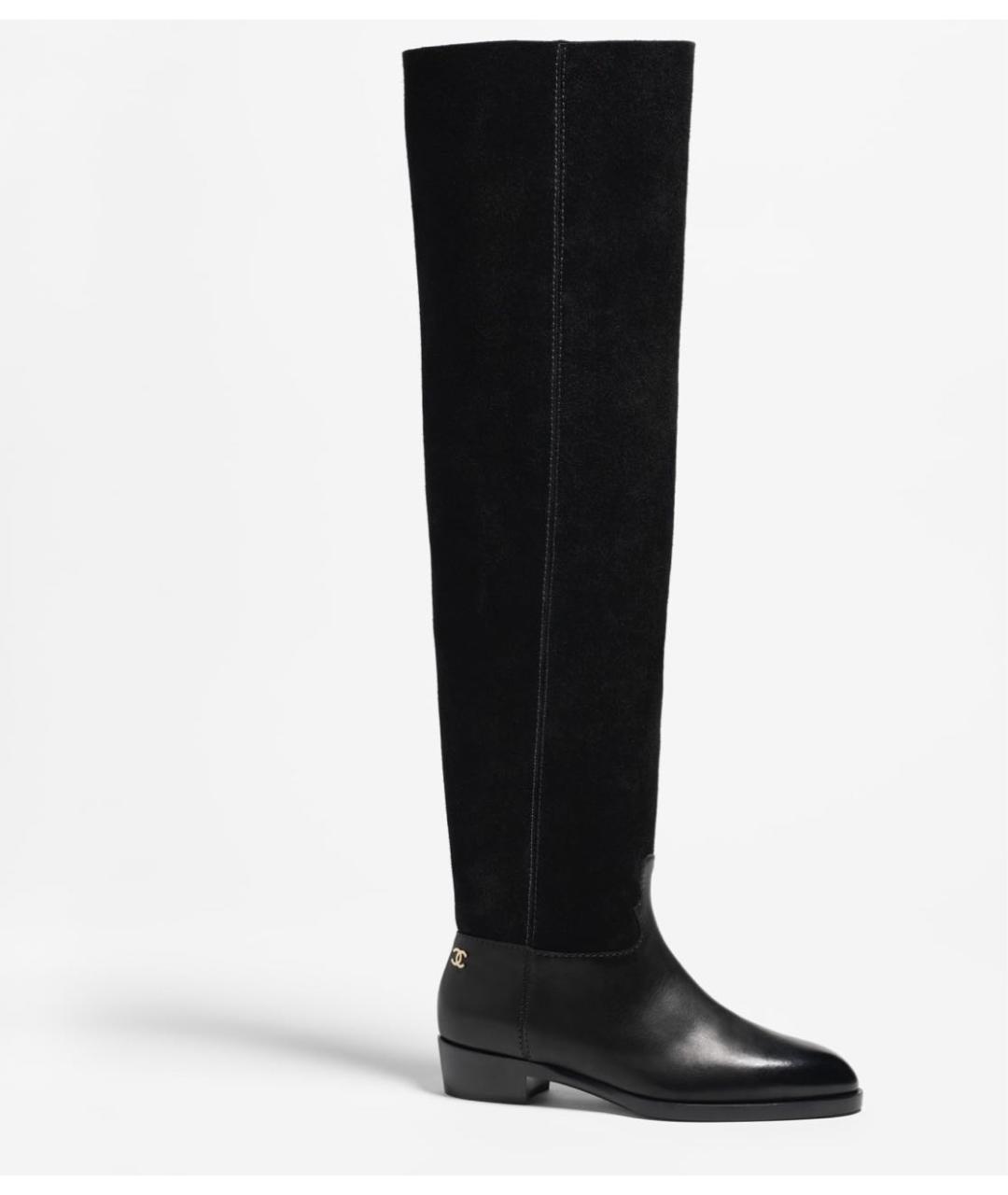 CHANEL Черные кожаные сапоги, фото 4