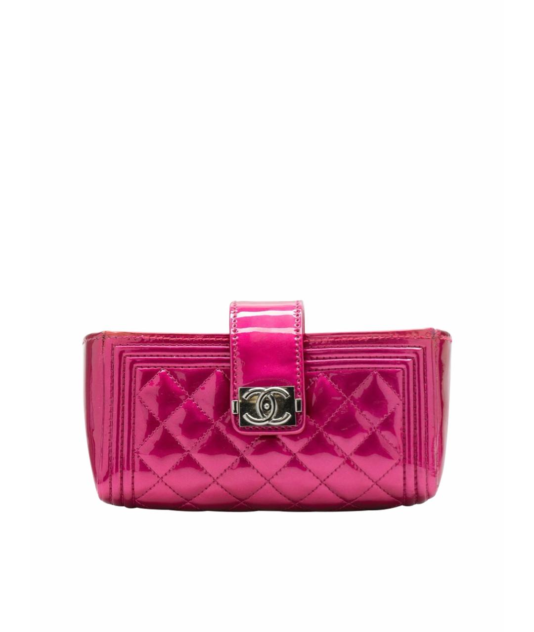 CHANEL Розовый кардхолдер из лакированной кожи, фото 1