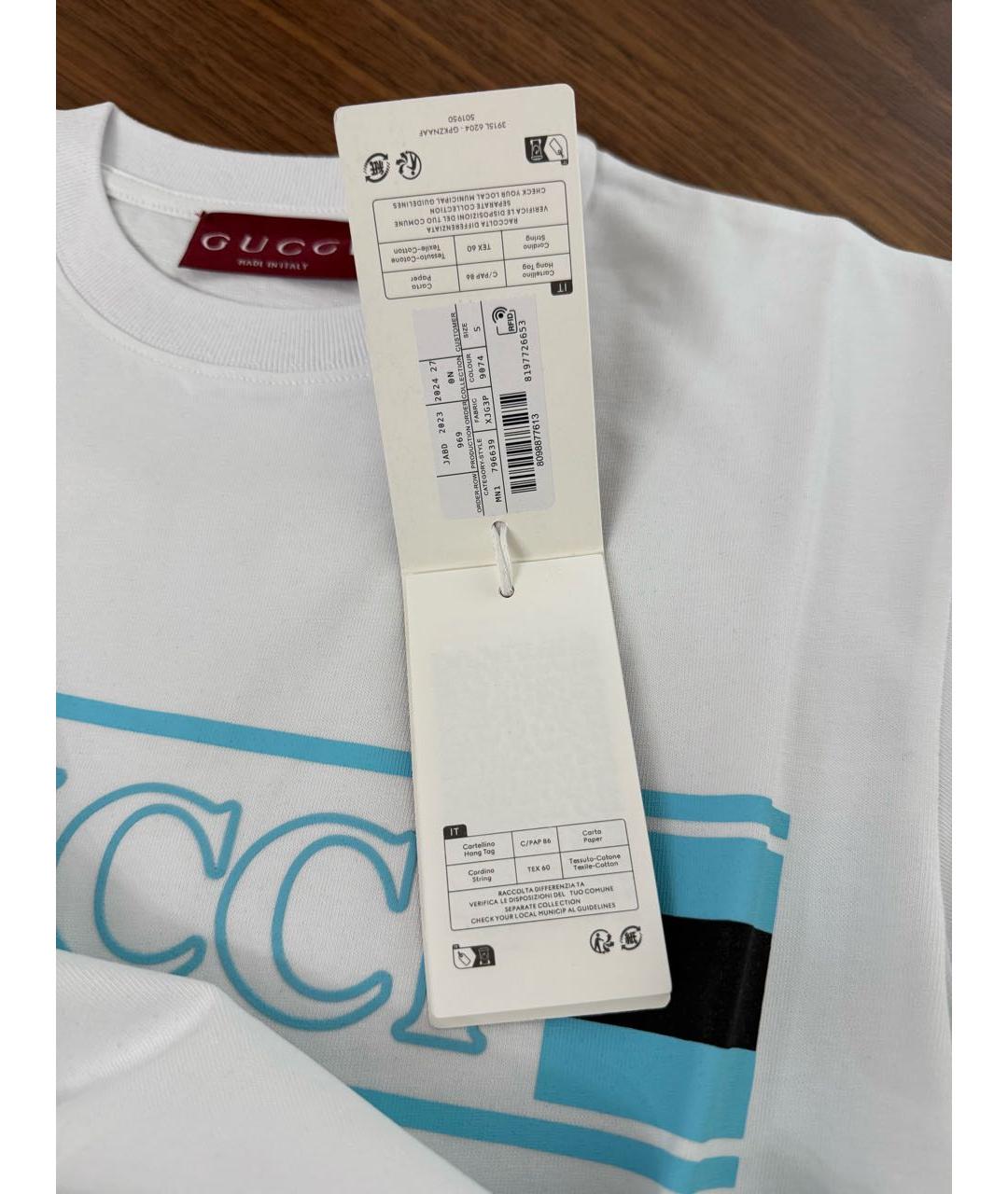 GUCCI Белая хлопковая футболка, фото 4