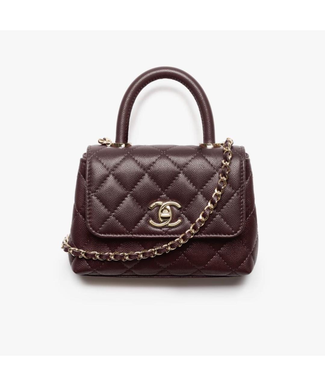 CHANEL Коричневая кожаная сумка с короткими ручками, фото 2