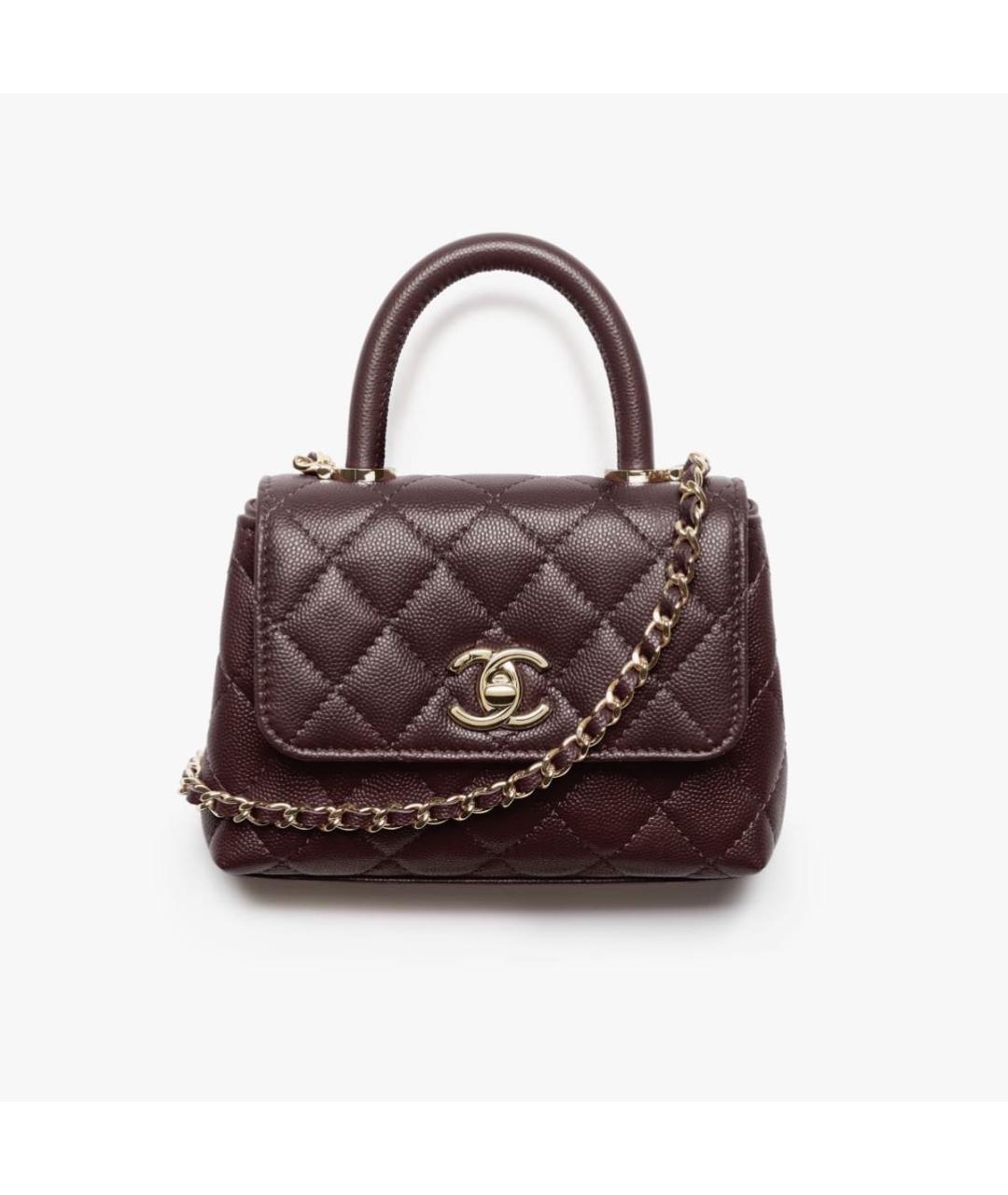 CHANEL Коричневая кожаная сумка с короткими ручками, фото 3