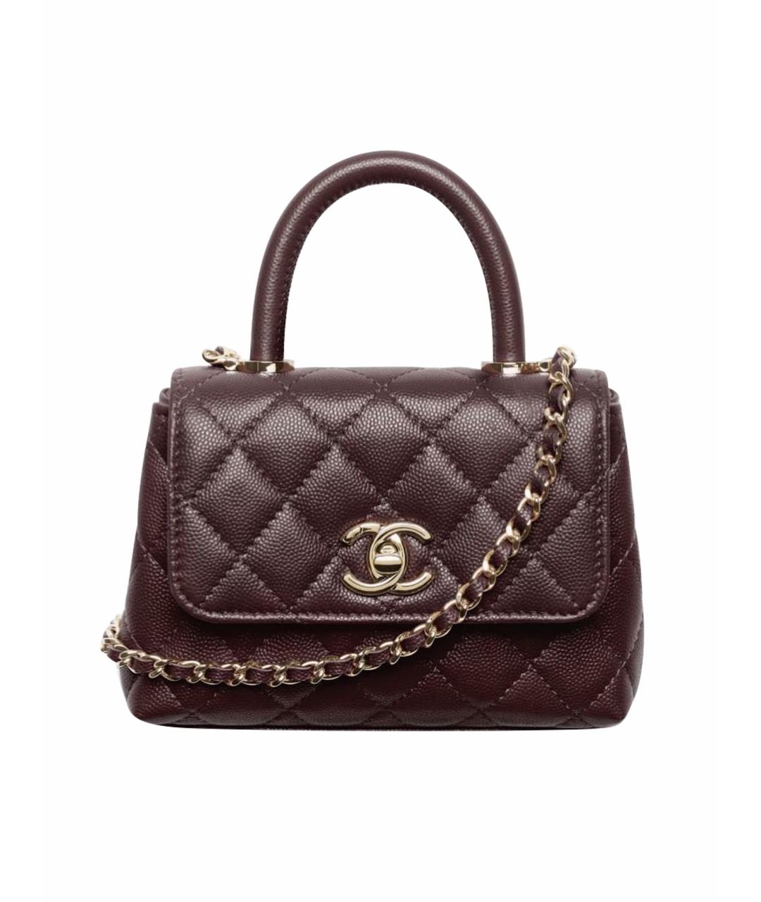 CHANEL Коричневая кожаная сумка с короткими ручками, фото 1