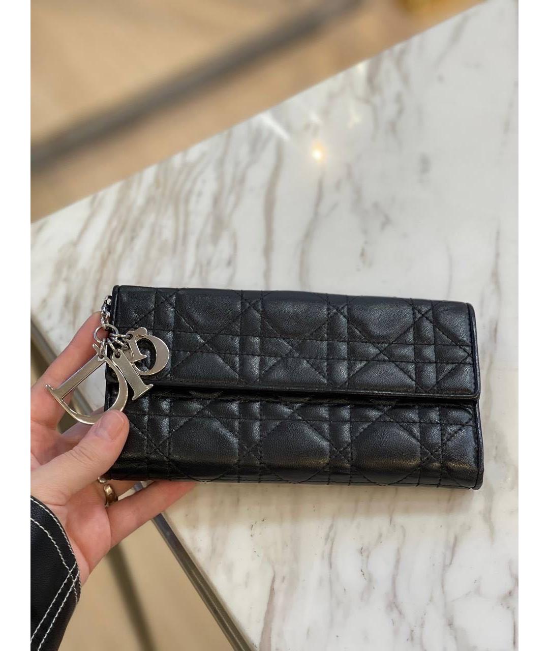 CHRISTIAN DIOR Черный кожаный кошелек, фото 4