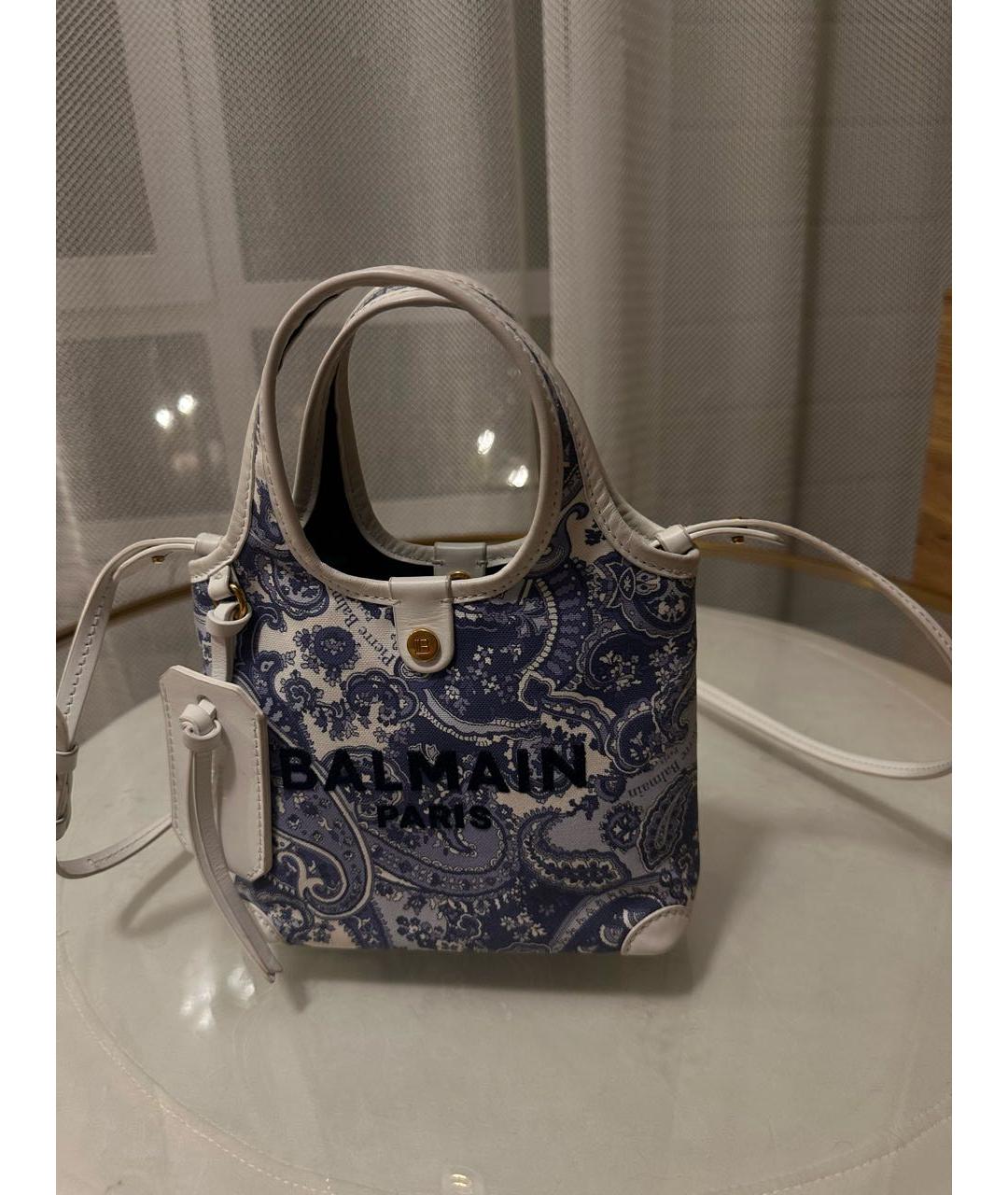 BALMAIN Голубая тканевая сумка тоут, фото 2